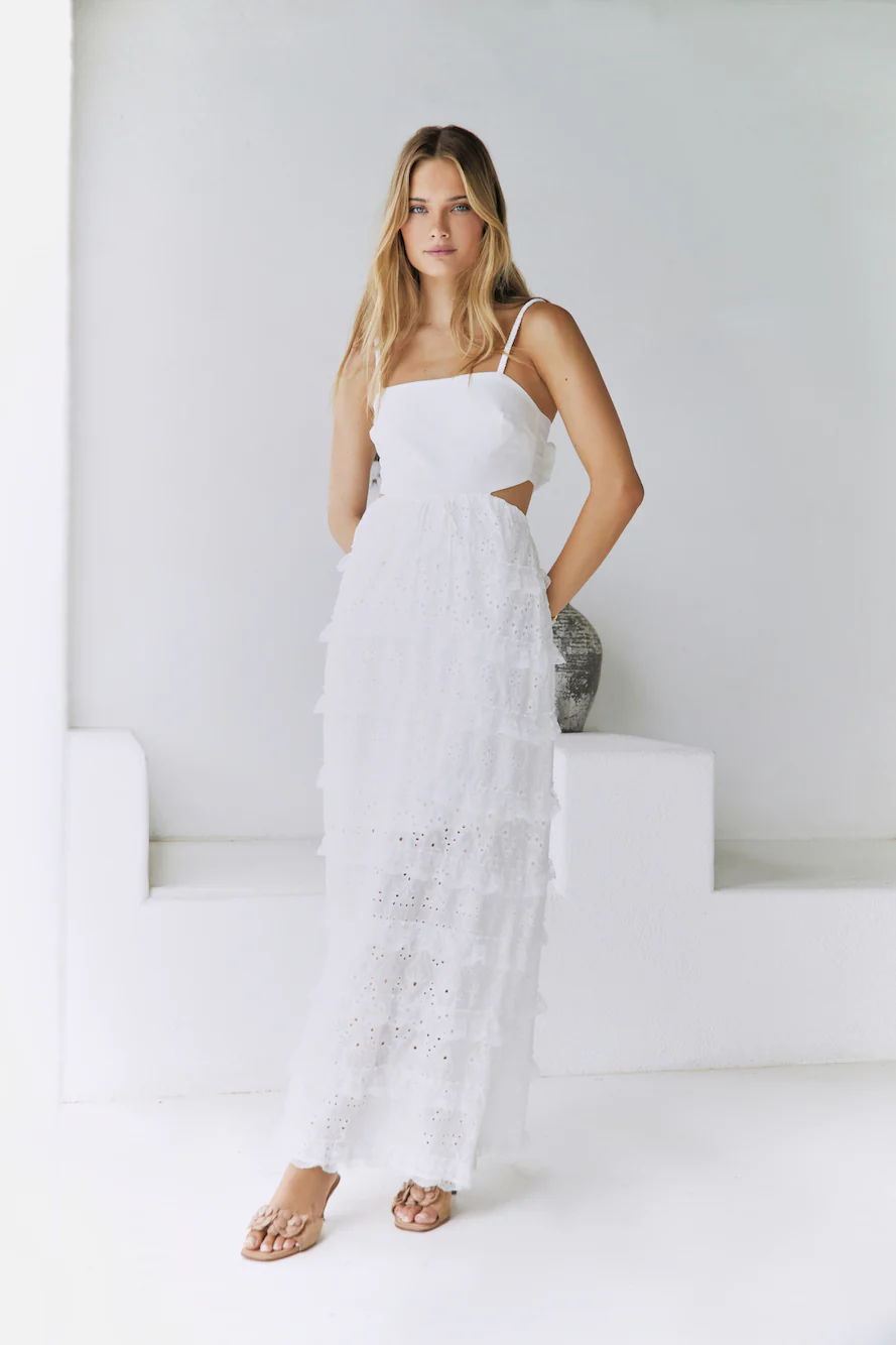 Spirit Flourish Maxi Dress White - luluinthesky