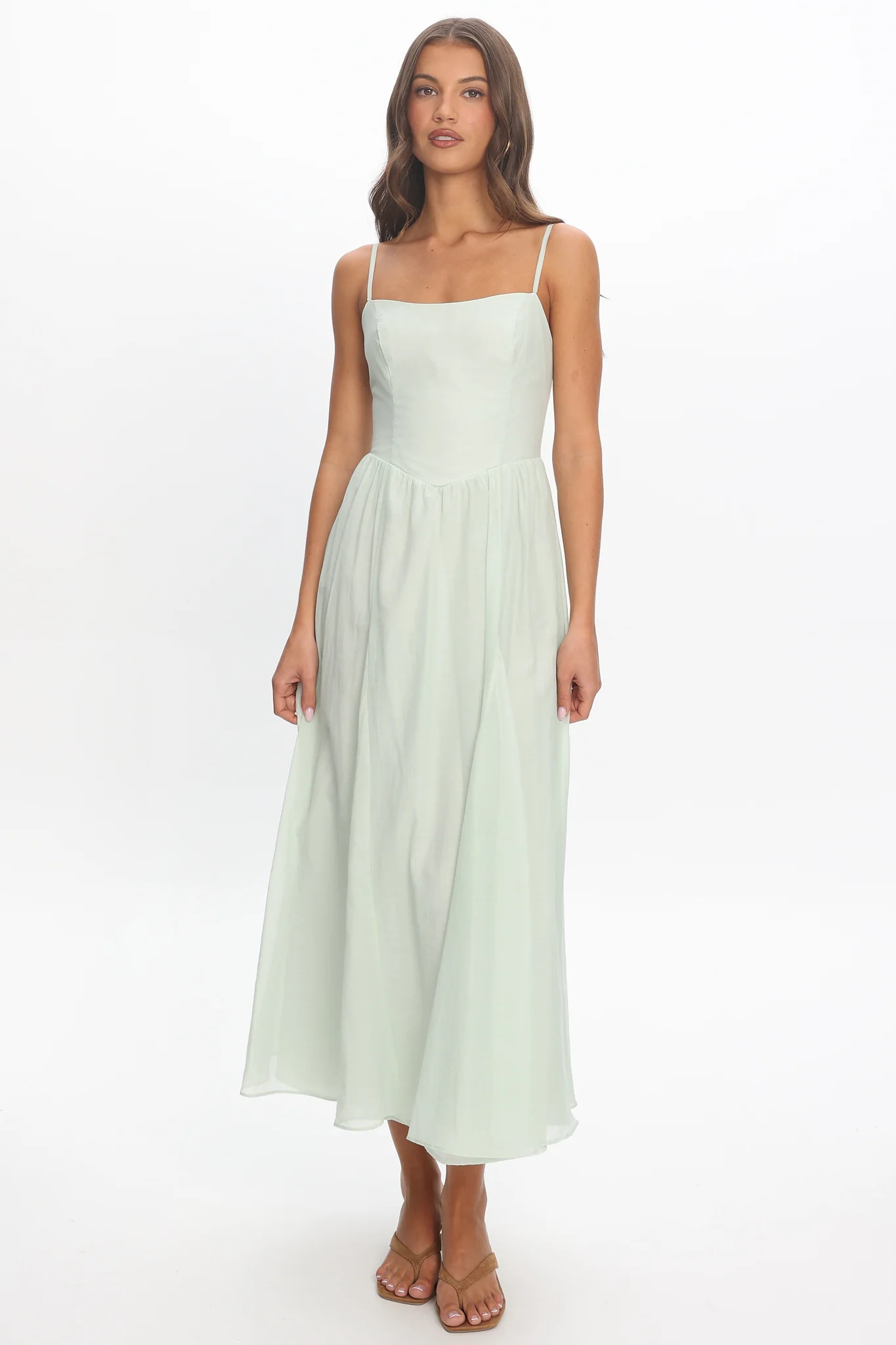 Dulce Scoop Neck Midi Dress Sage - luluinthesky