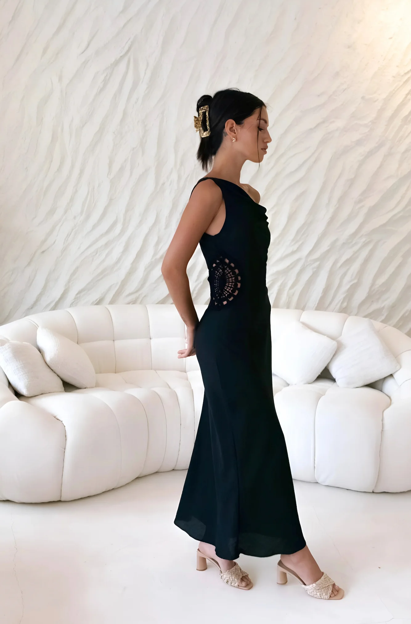 Moonlight Dancer Off Shoulder Maxi Dress Black - luluinthesky
