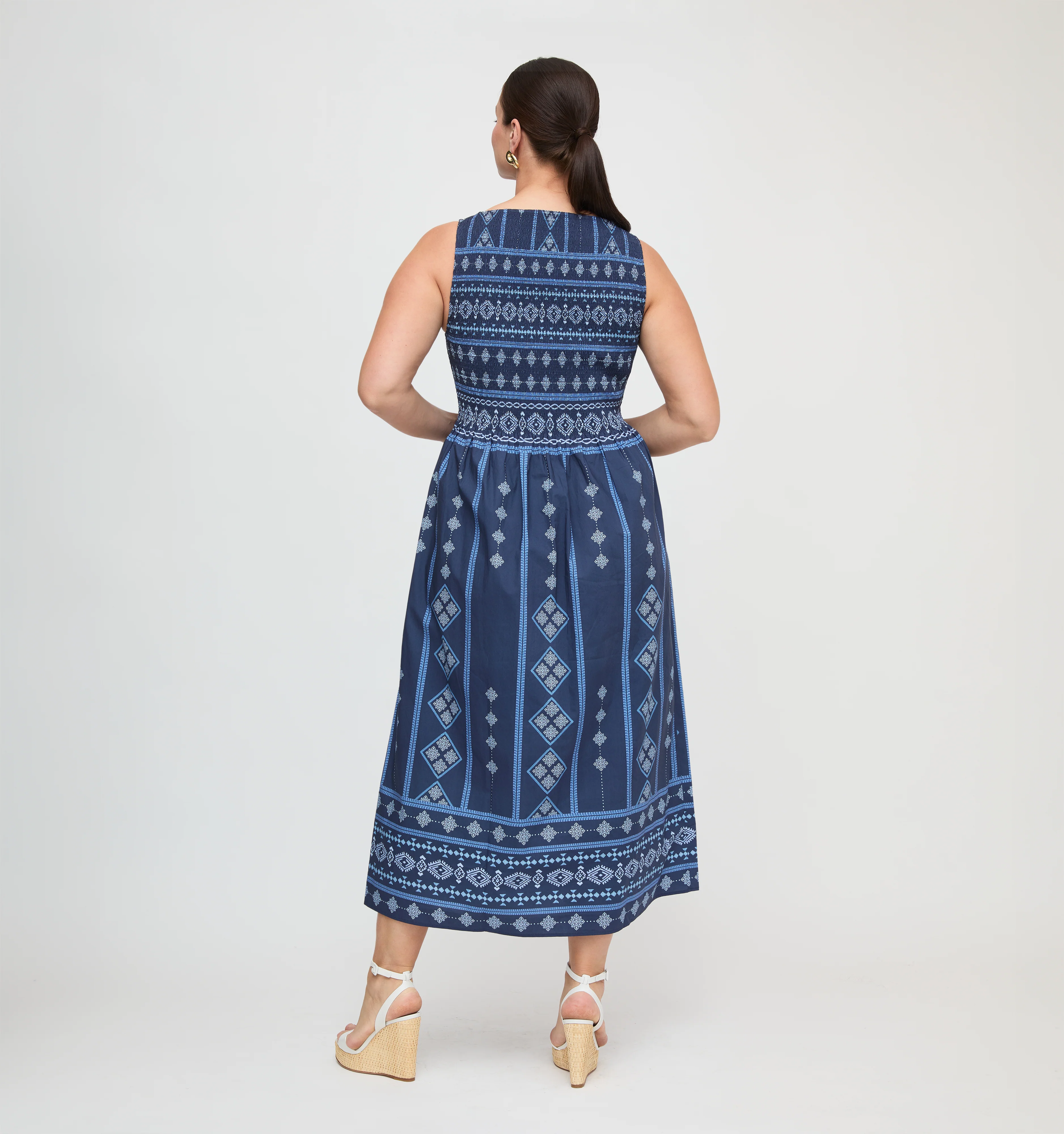 The Cosima Nap Dress - Navy Diamond Batik