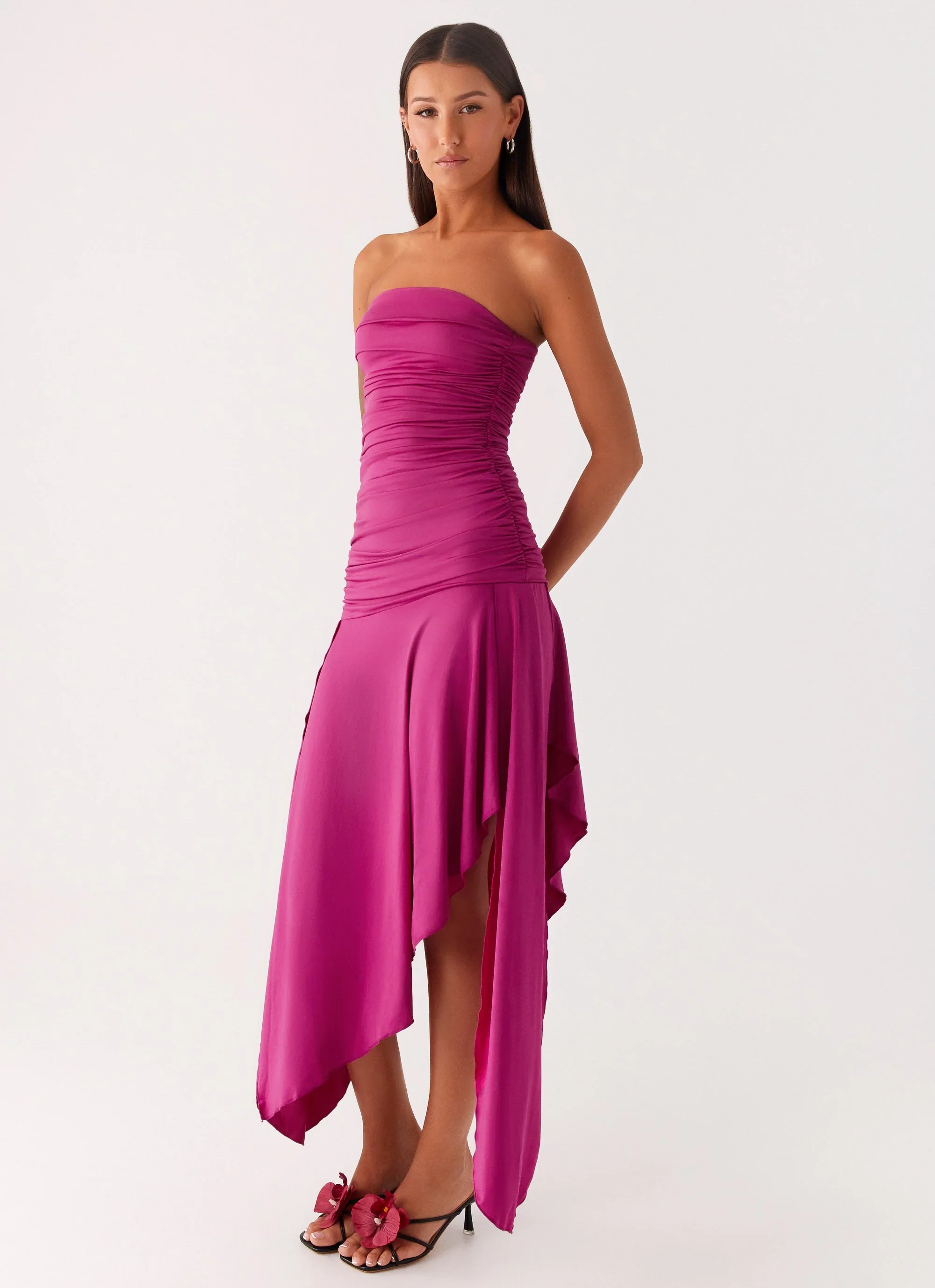 Ora Strapless Maxi Dress - Fuchsia