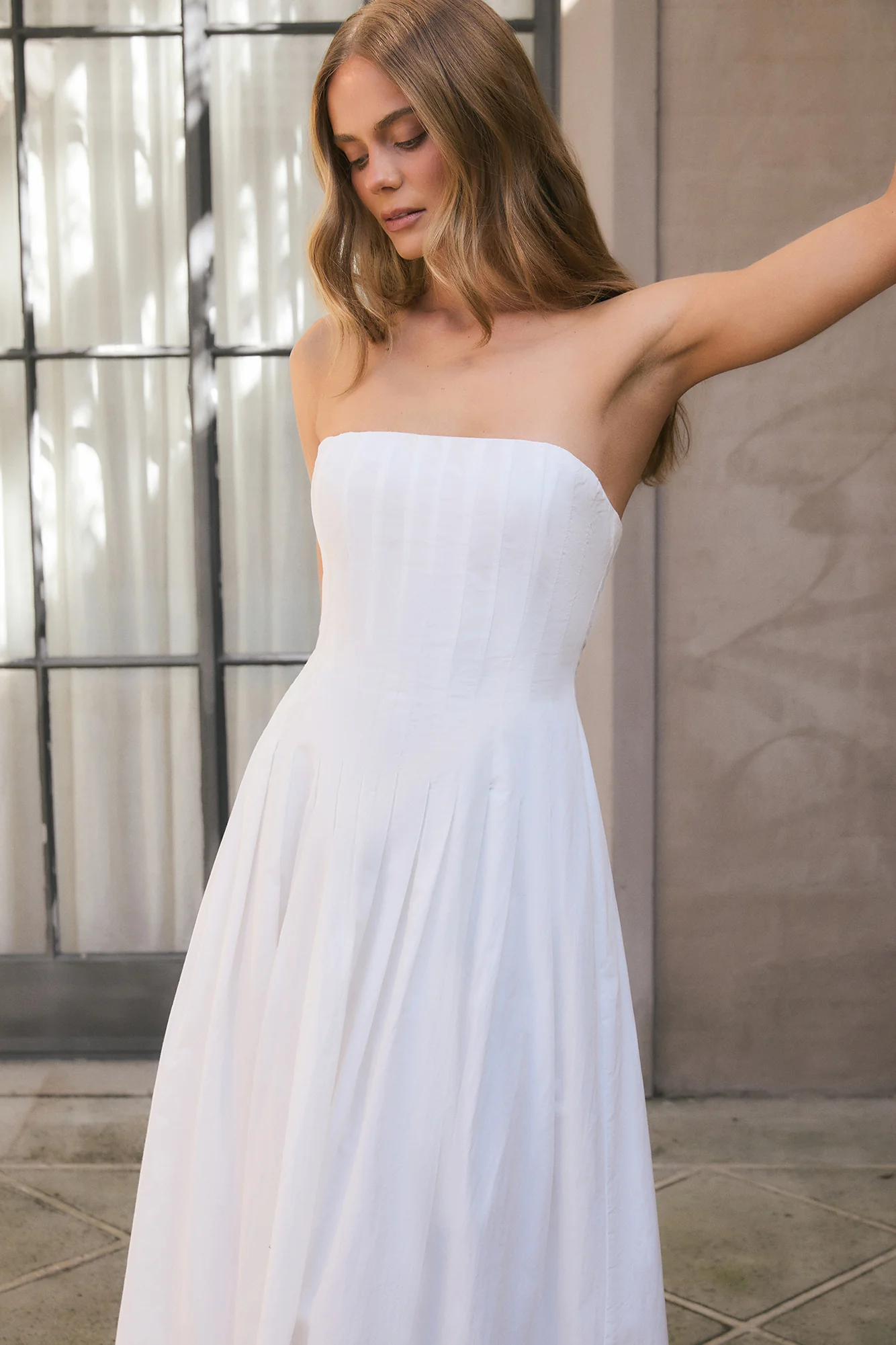 Sunshine Serenity Strapless Midi Dress White - luluinthesky