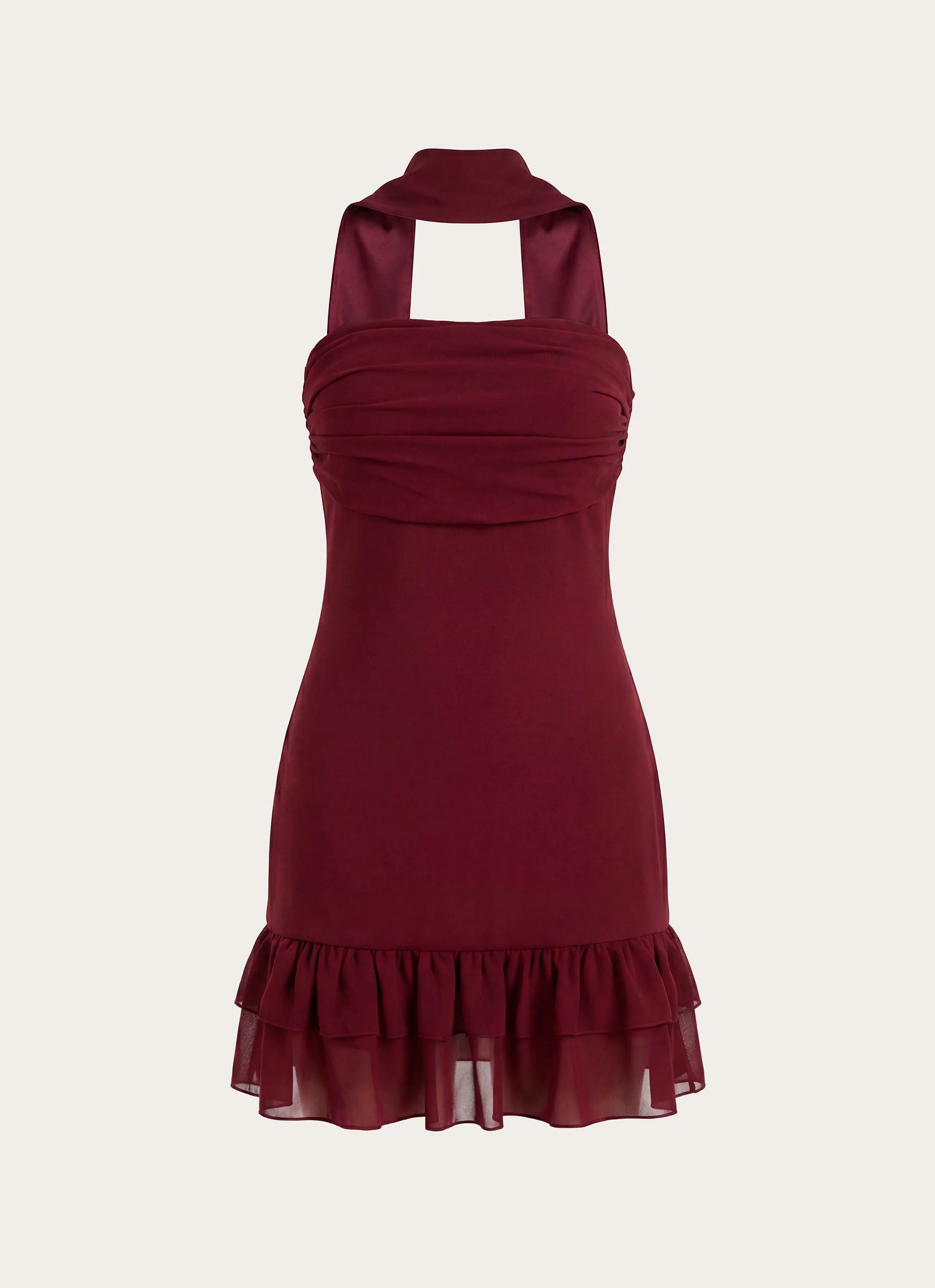 Manon Scarf Mini Dress - Deep Red - luluinthesky