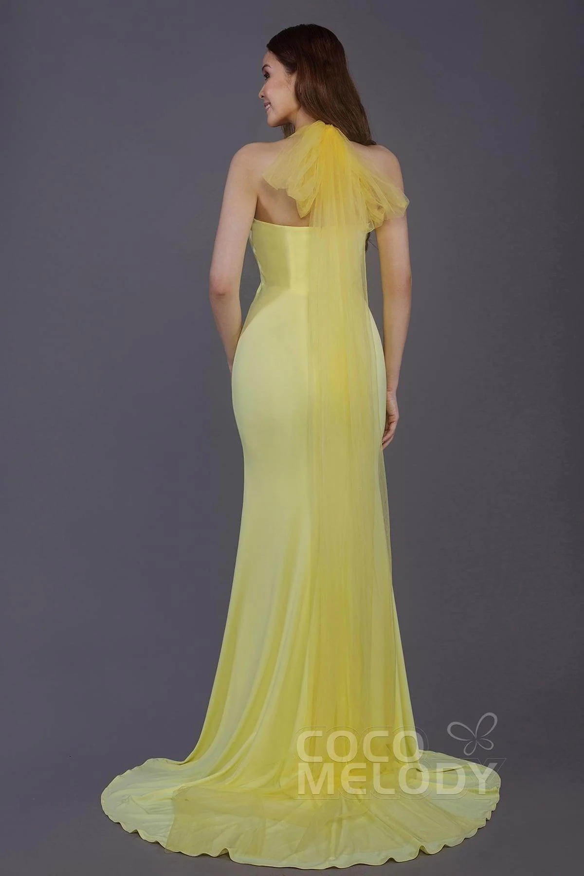 Mermaid Court Train Knitted Fabric Bridesmaid Dress PR3498