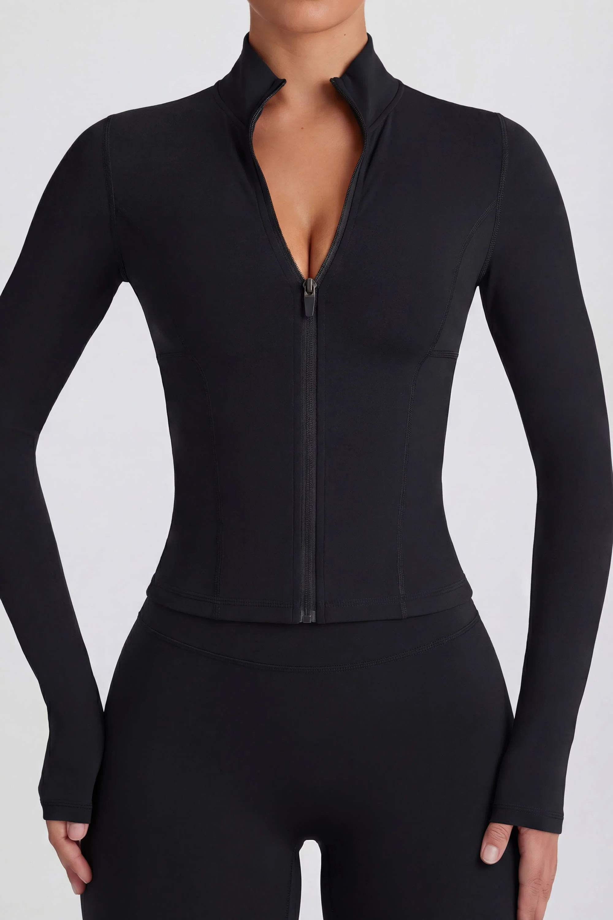 Soft Active Zip-Up Jacket in Black