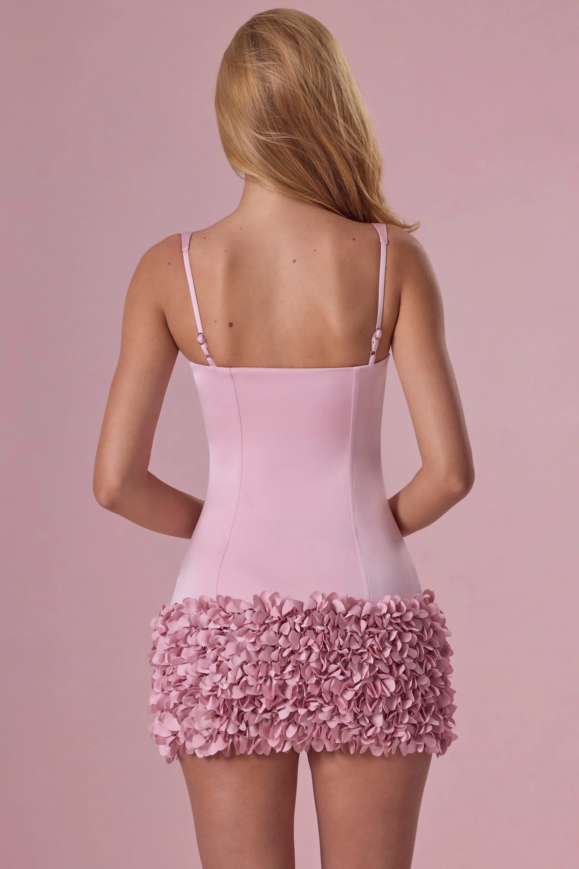 Satin Mini Dress in Blush Pink