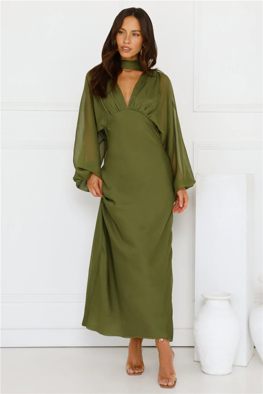 Once A Stylist Maxi Dress Khaki