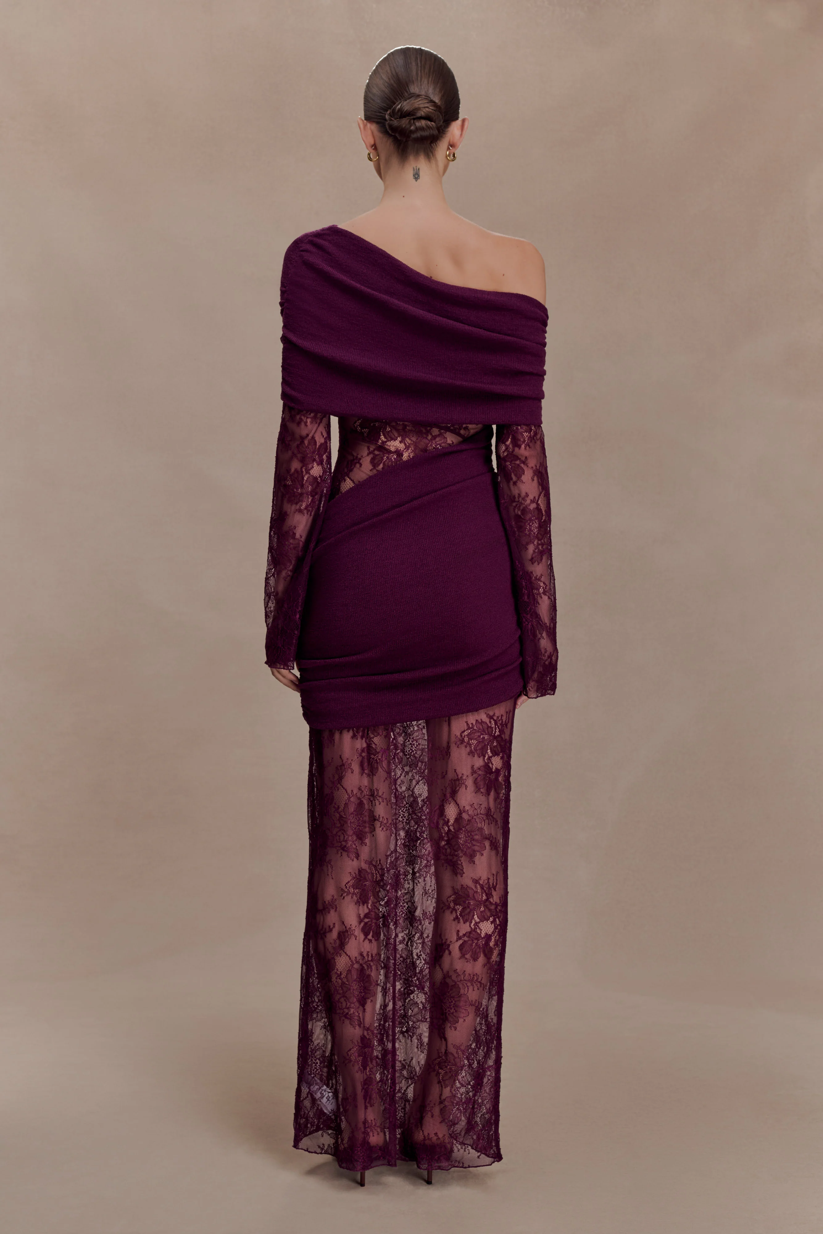 Luxie Lace Knit Maxi Dress - Plum