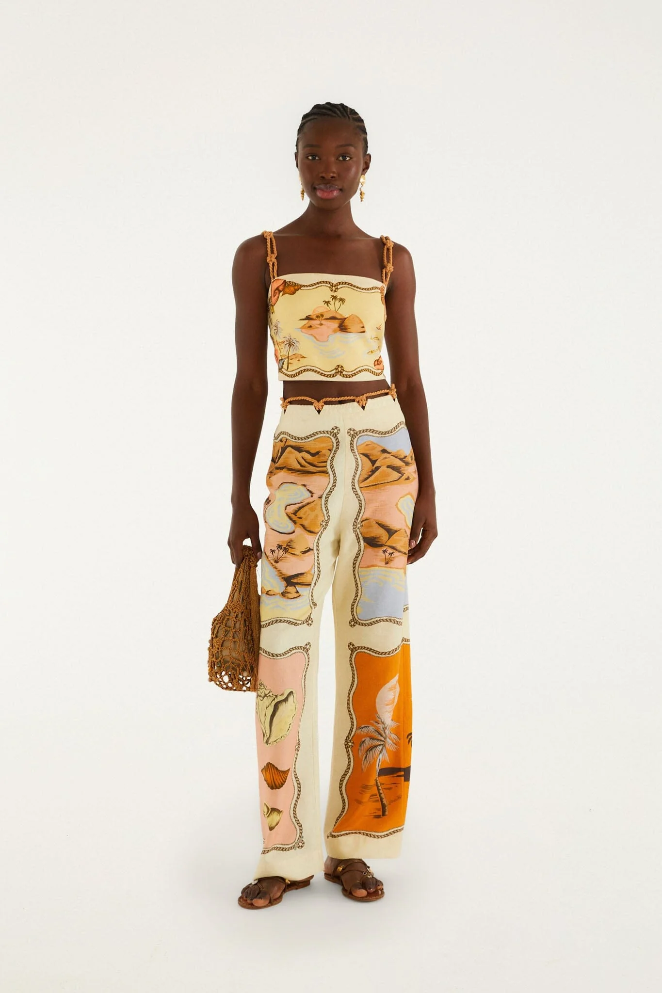 Multicolor Rio Souvenir Scarves Rope Detail Pants