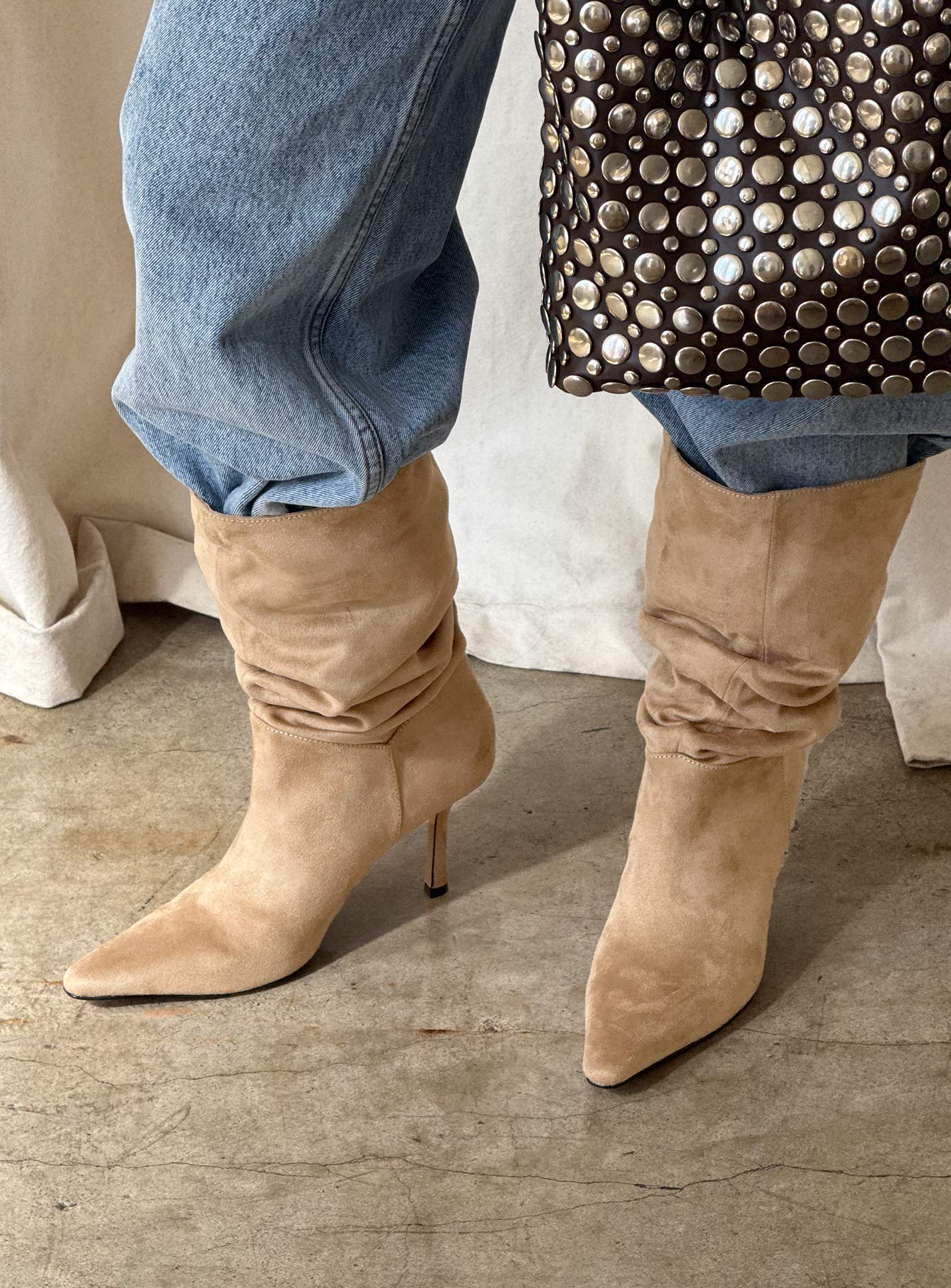 Such A Charmer Faux Suede Scrunch Boot Tan