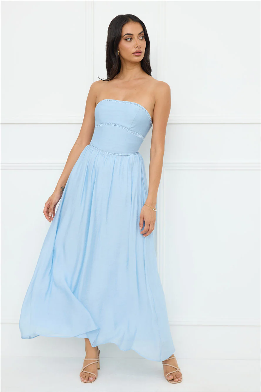 Luxurious Glow Strapless Maxi Dress Blue