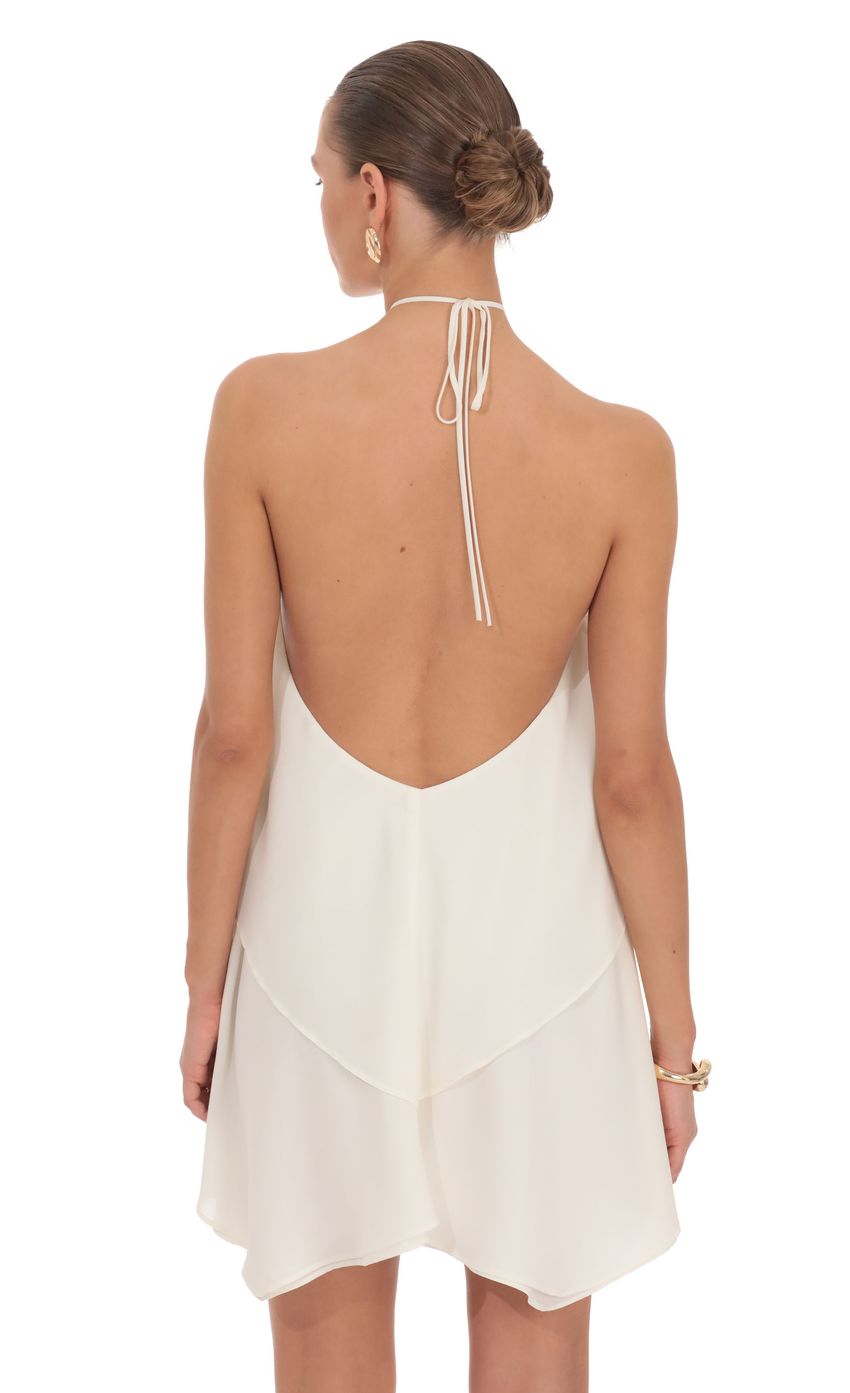 Halter Layered Mini Dress in Ivory