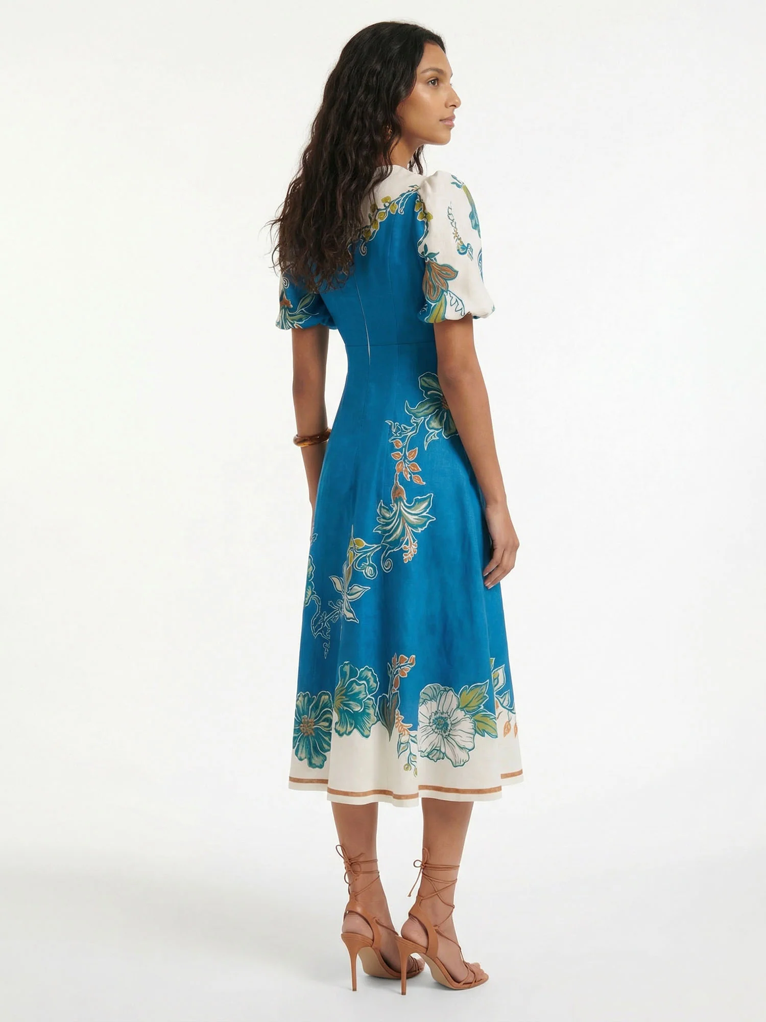 Azure Bloom Midi Dress