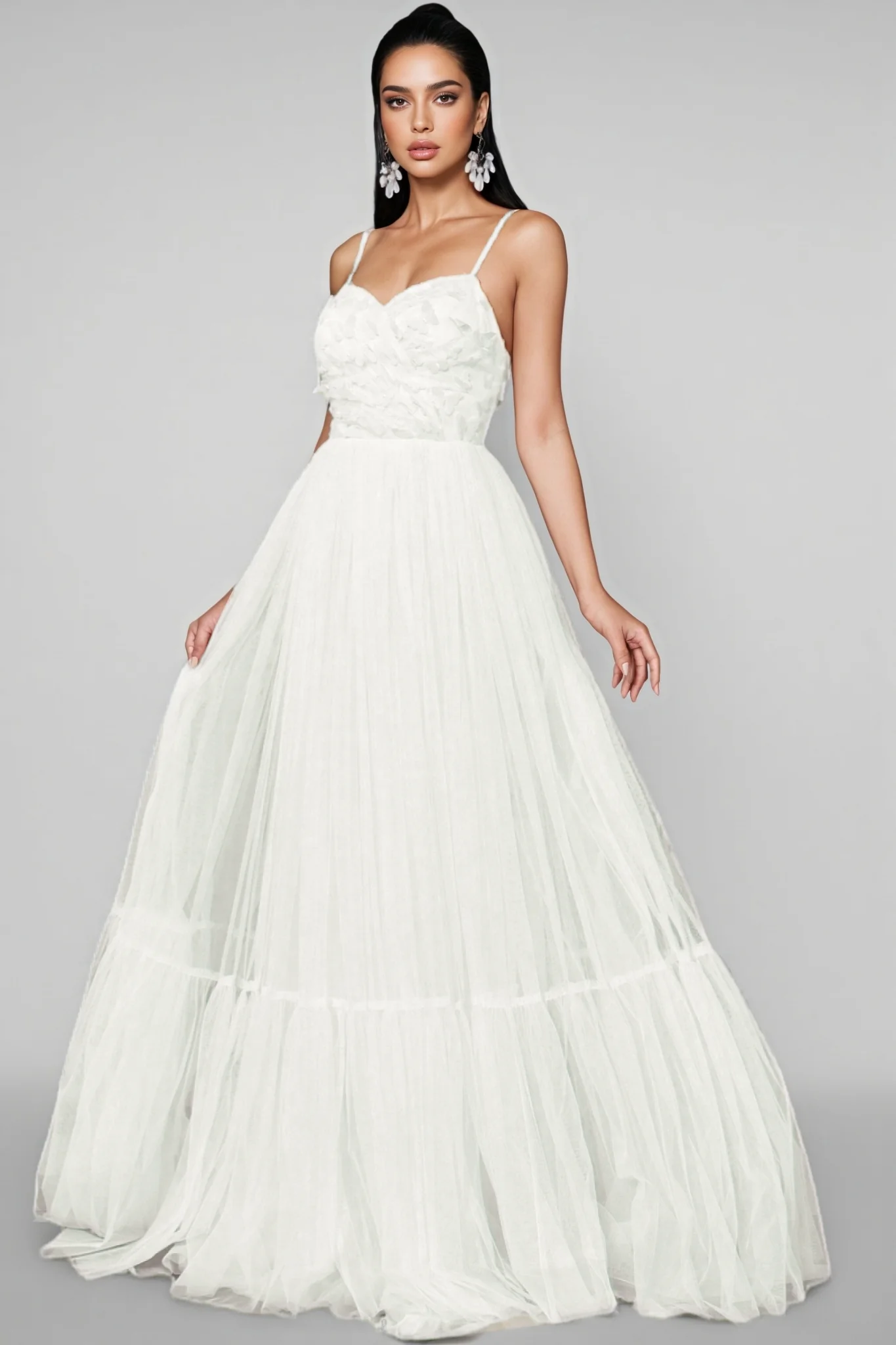 Cosima White Halter Mesh Maxi Dress