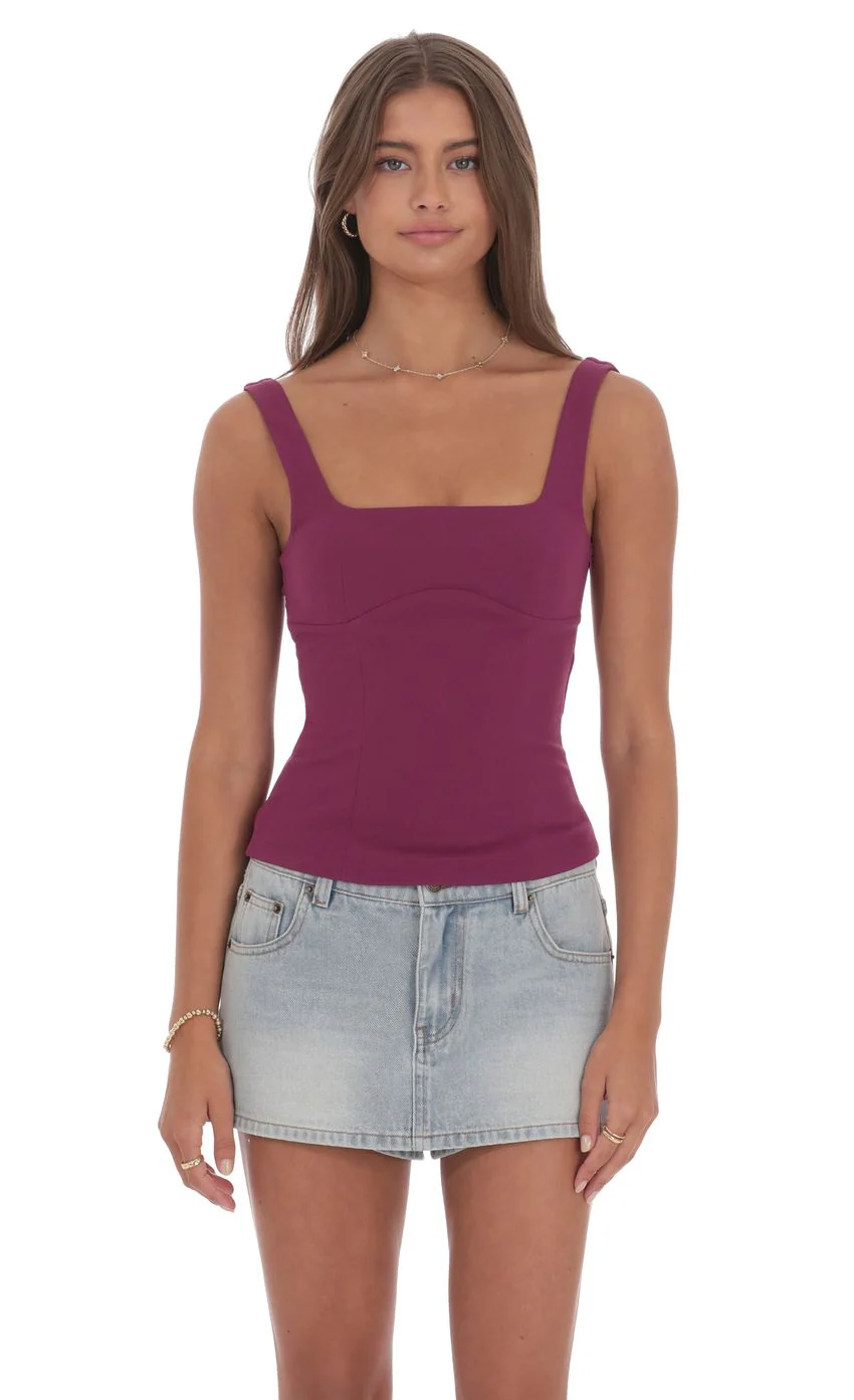 Back Bow Top in Magenta