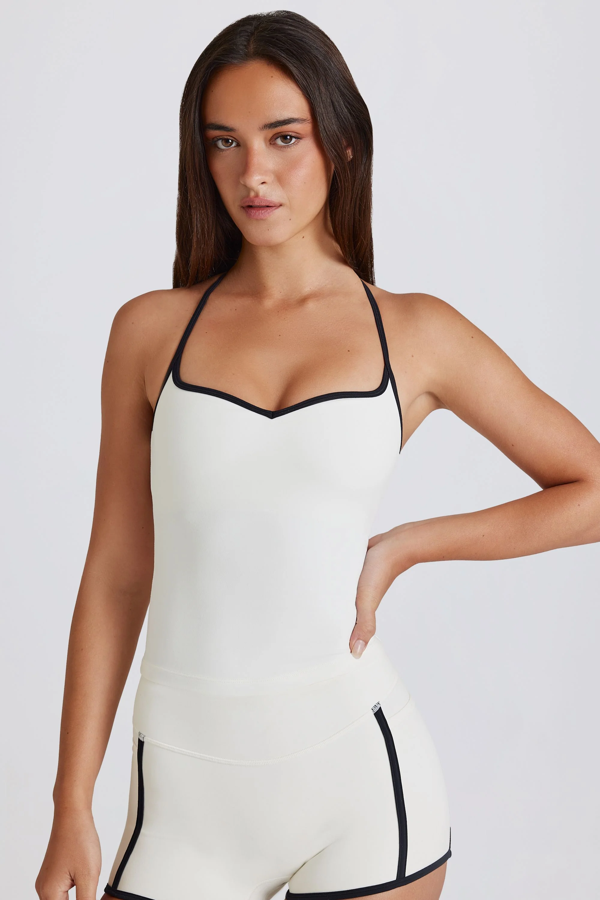 Soft Active Cross-Back Tank Top in Ivory