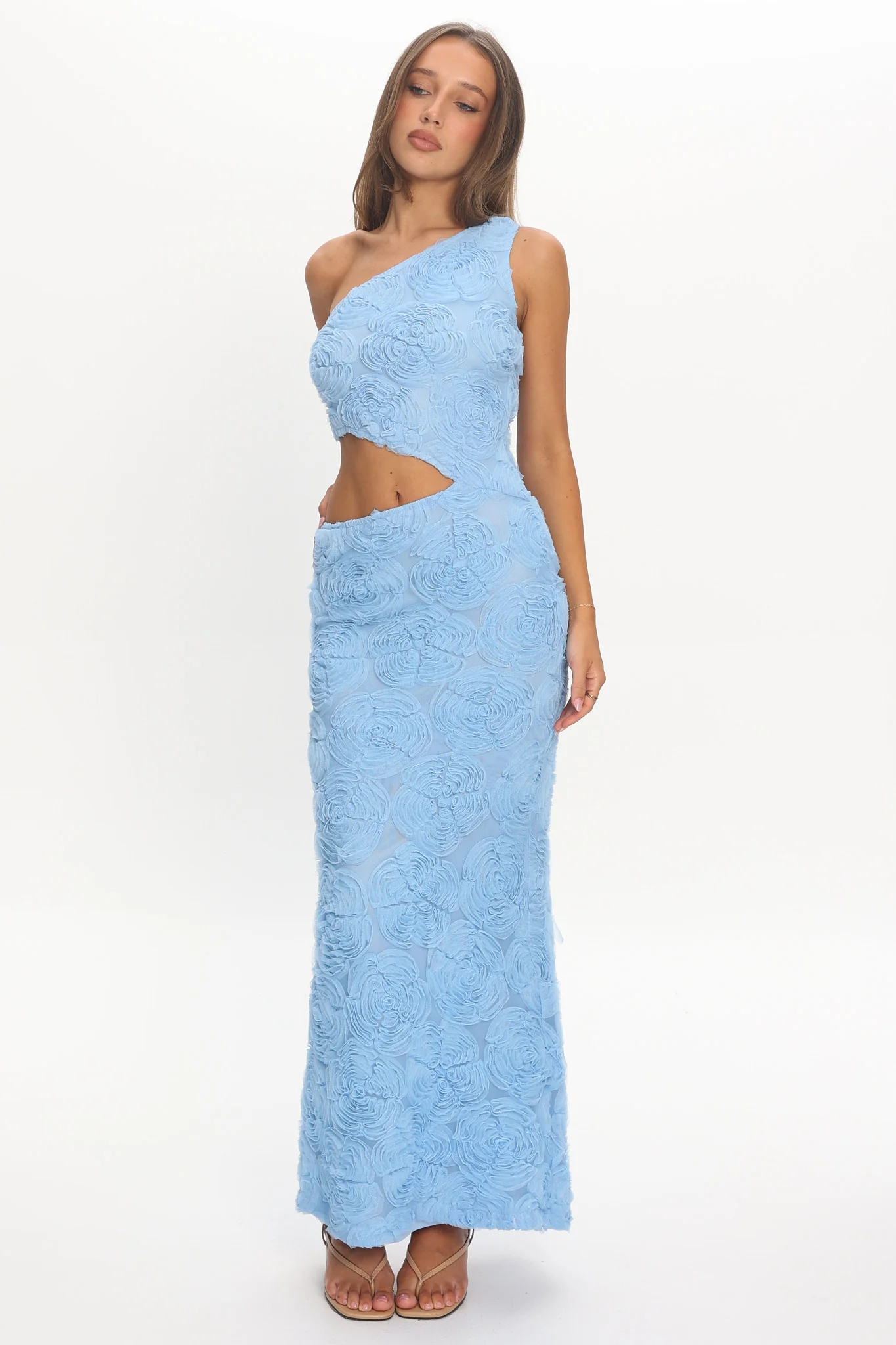 Goodnight Sweetheart Cut-Out Maxi Dress Embellished Blue