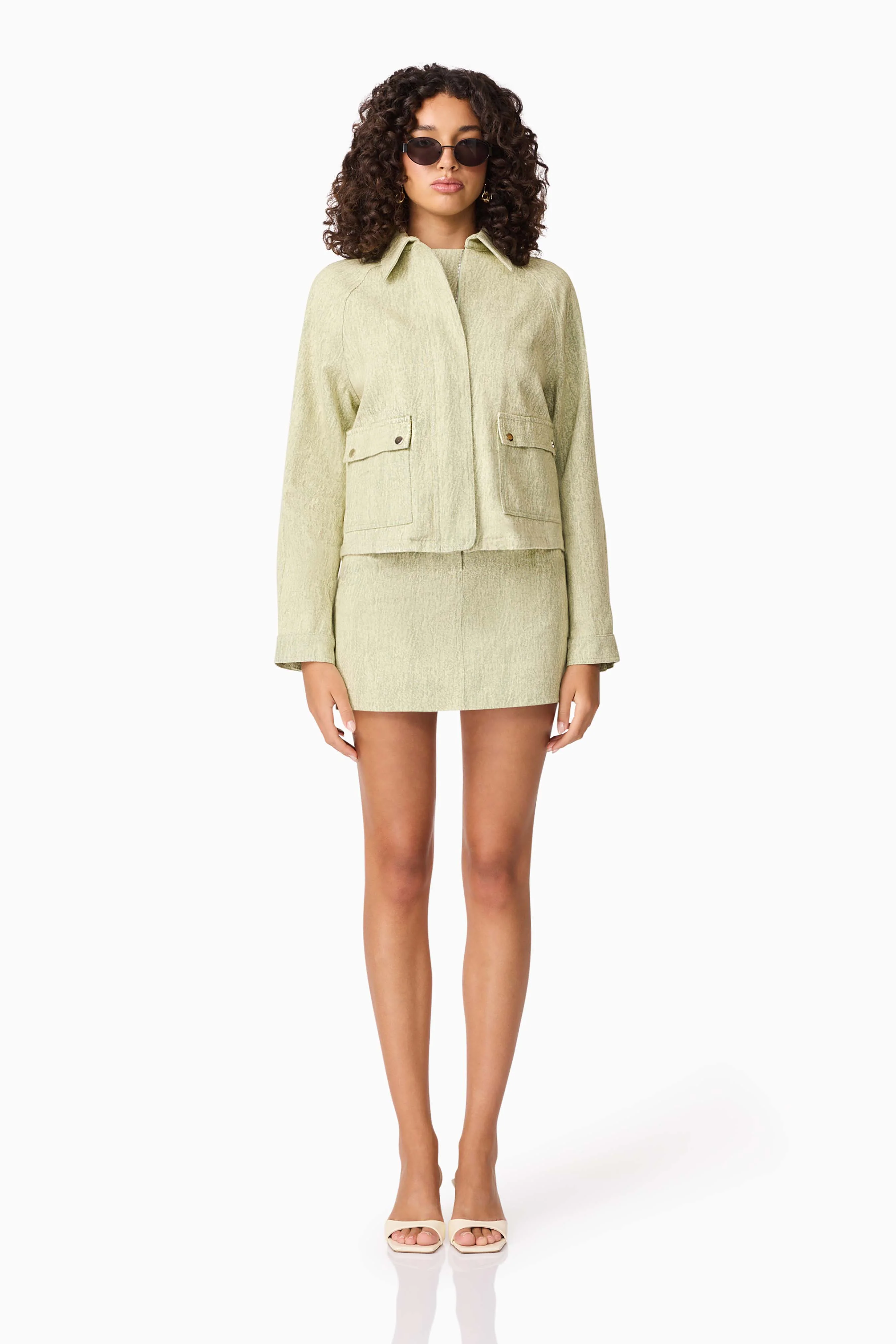 CURAAE Greta Jacket & Mini Skirt Set in Green