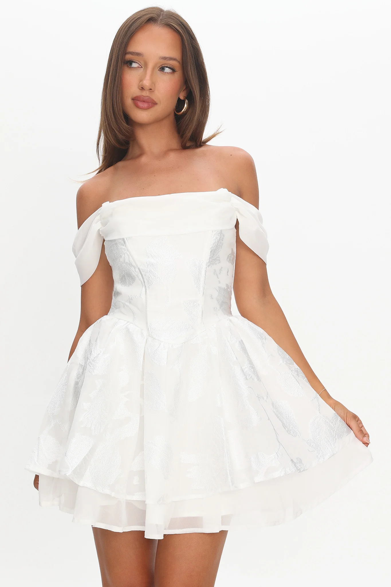 Lusting Off Shoulder Mini Dress White