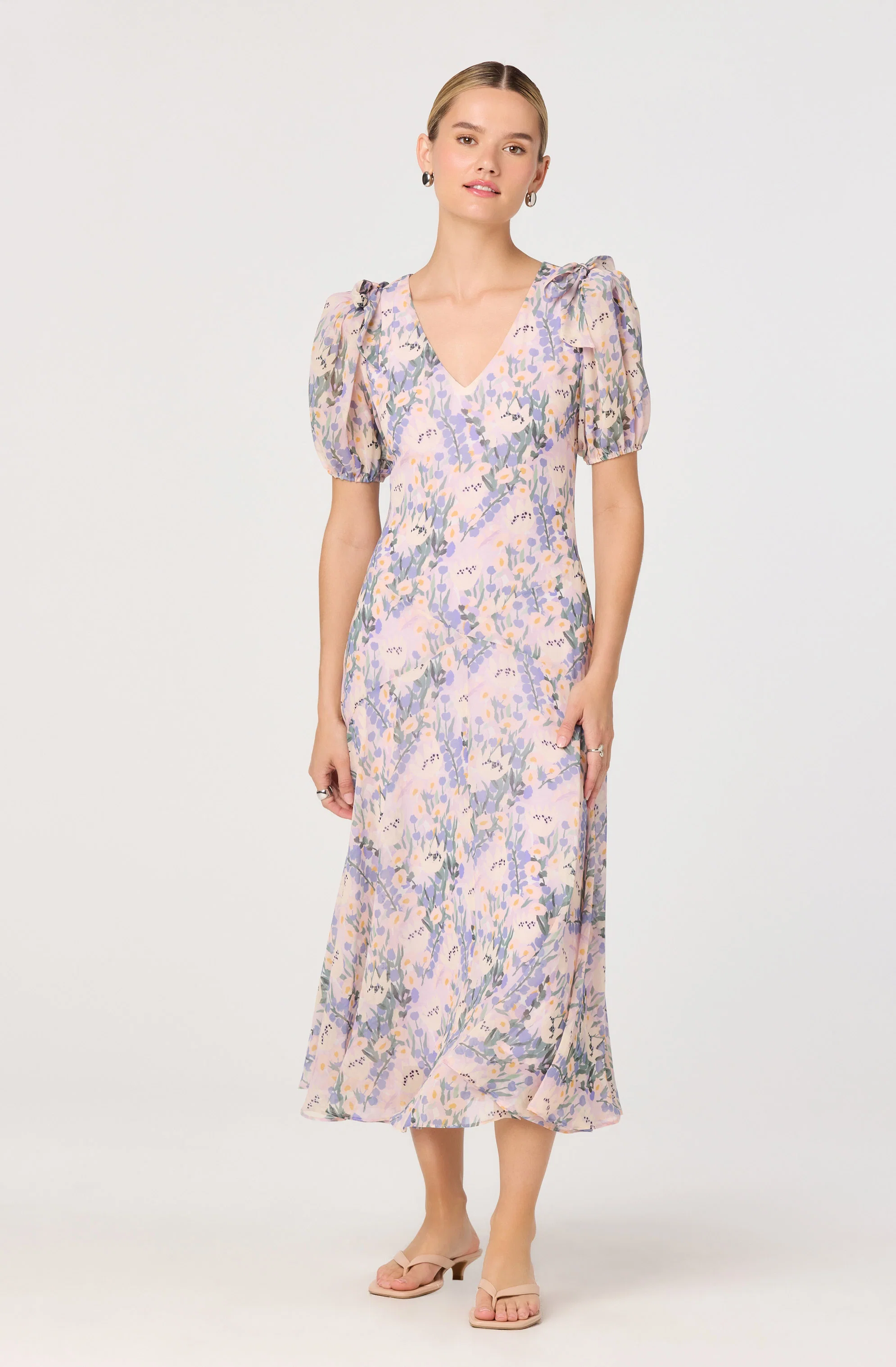 Jessenia Floral Puff Sleeve Midi Dress