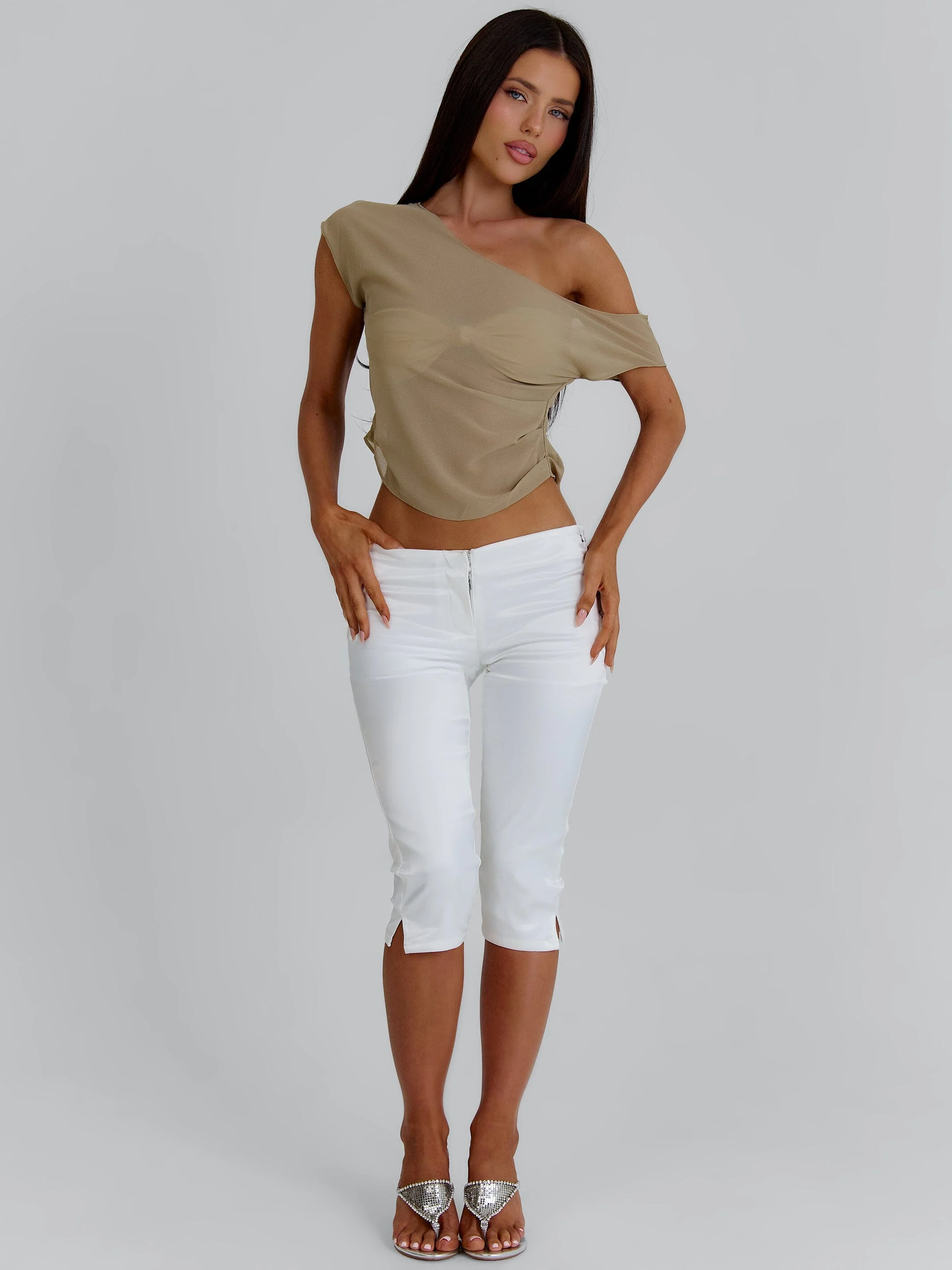 ALEXUS LONGLINE TOP TAN