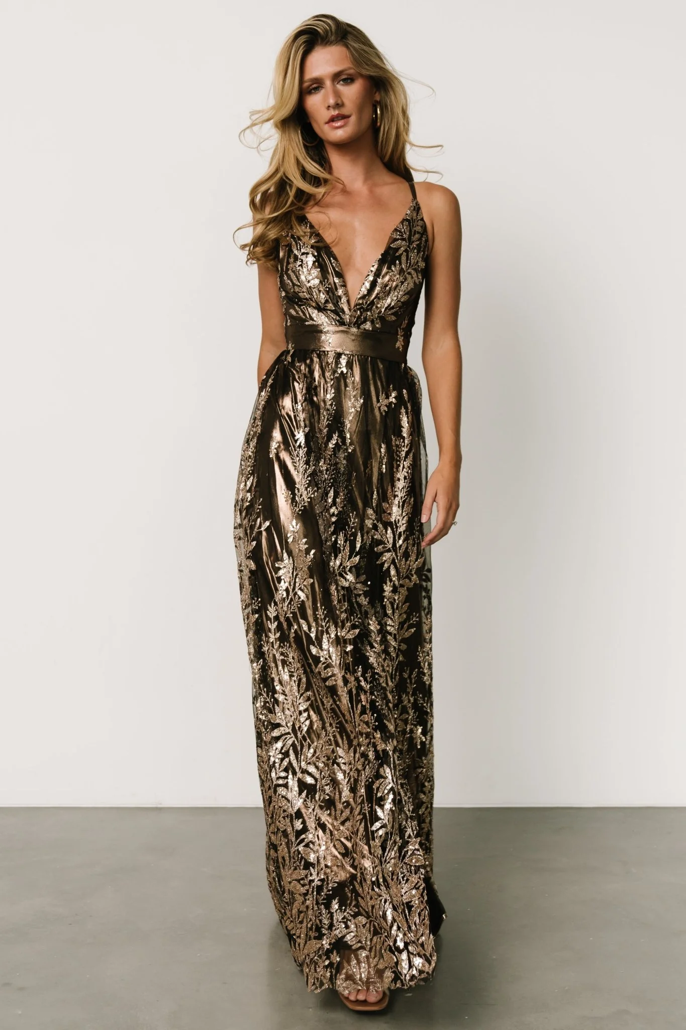Eirena Sparkle Gown | Bronze + Gold - luluinthesky