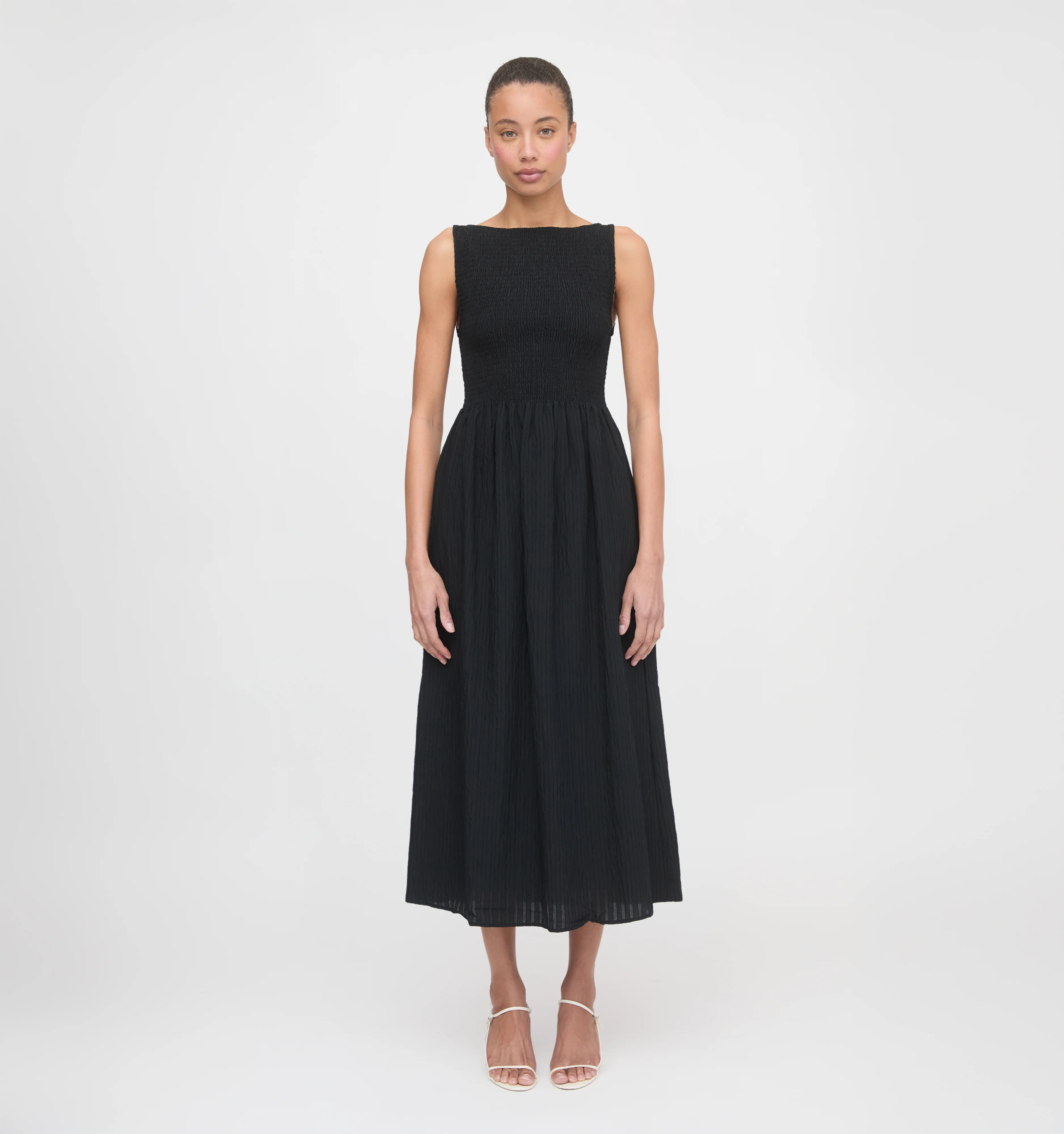 The Cosima Nap Dress - Black Tonal Seersucker