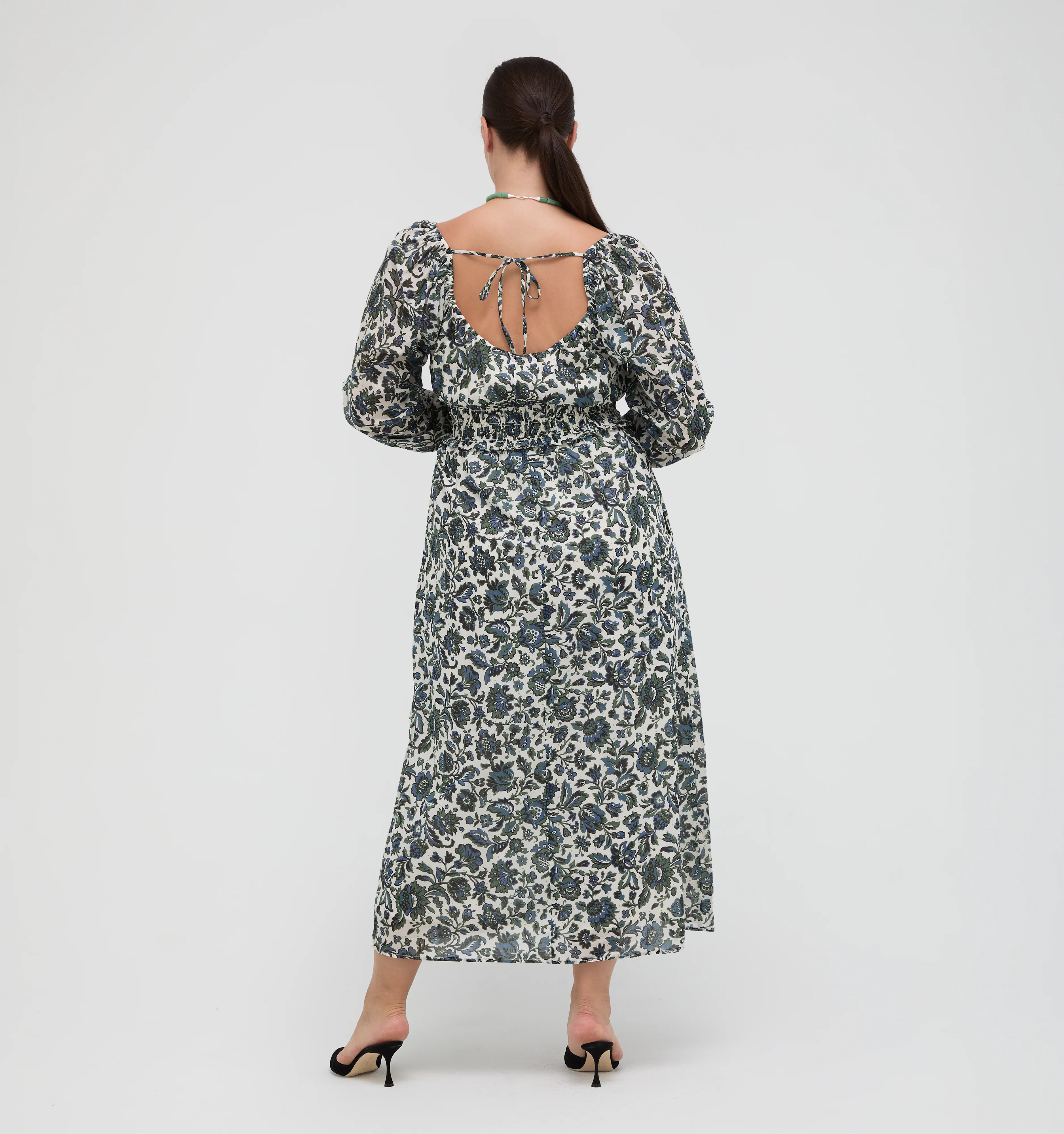 The Eugenia Nap Dress -  Jacobean Bloom Blue/Green