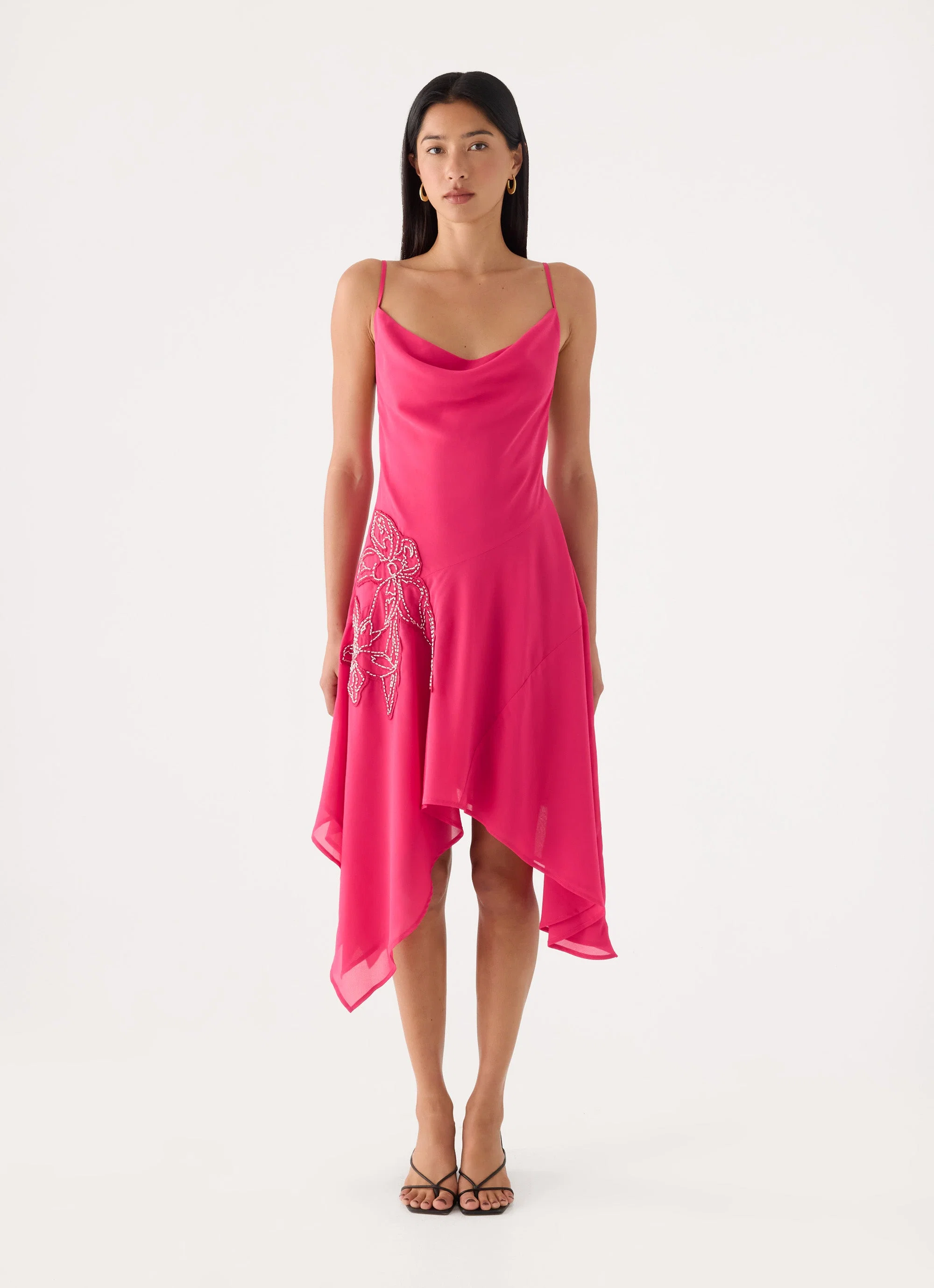 Pirama Beaded Midi Dress - Fuchsia