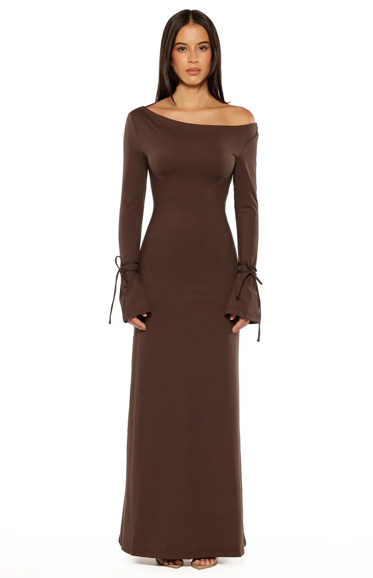 Elisha Chocolate Jersey Maxi Dress