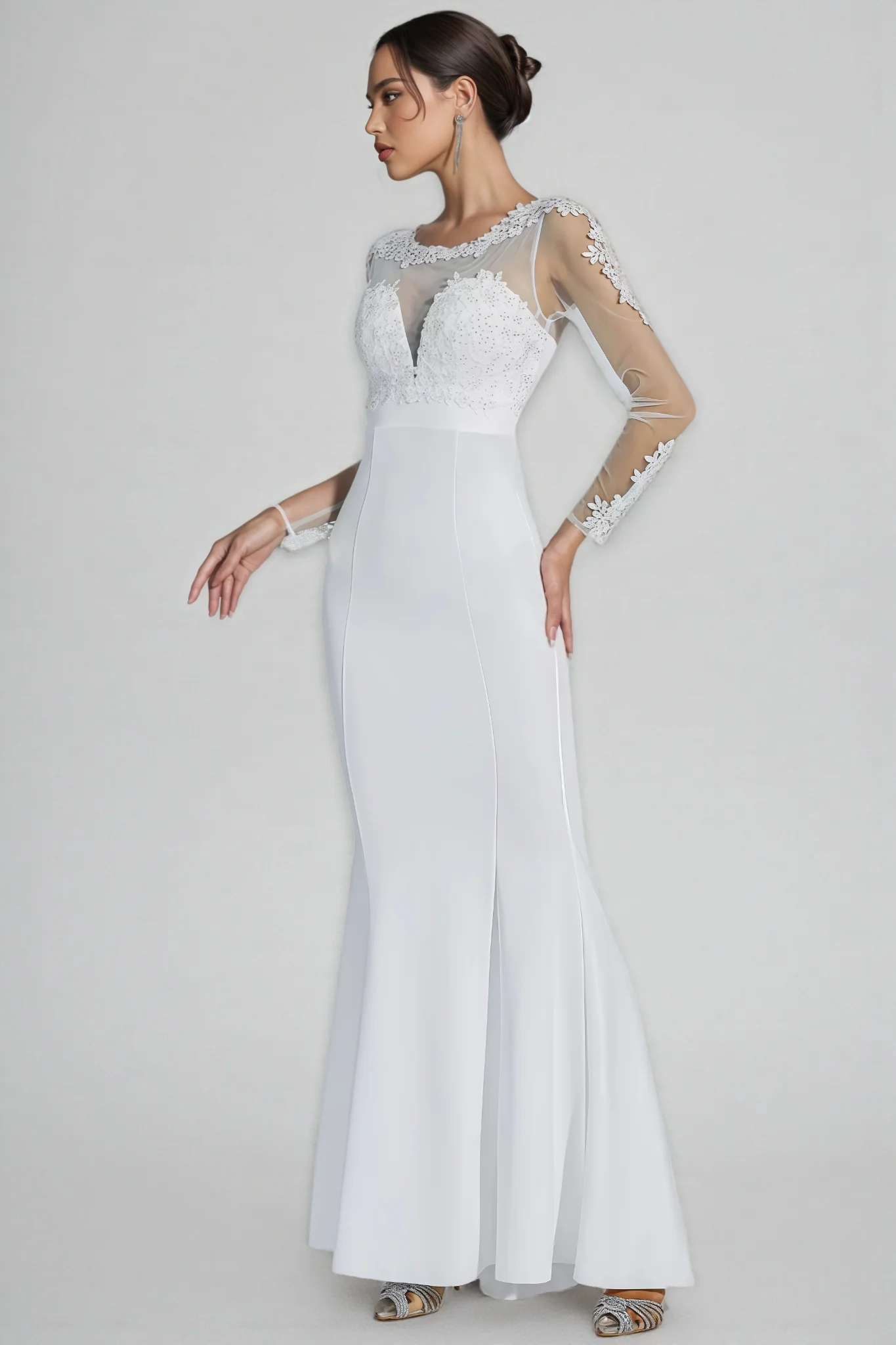 Marend White Lace Bodycon Maxi Dress