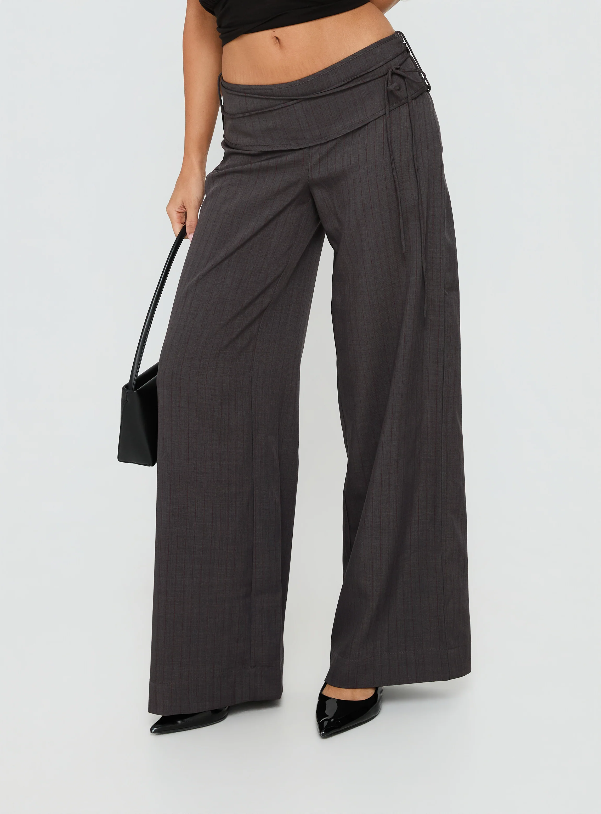 Silver Moon Tie Pants Charcoal