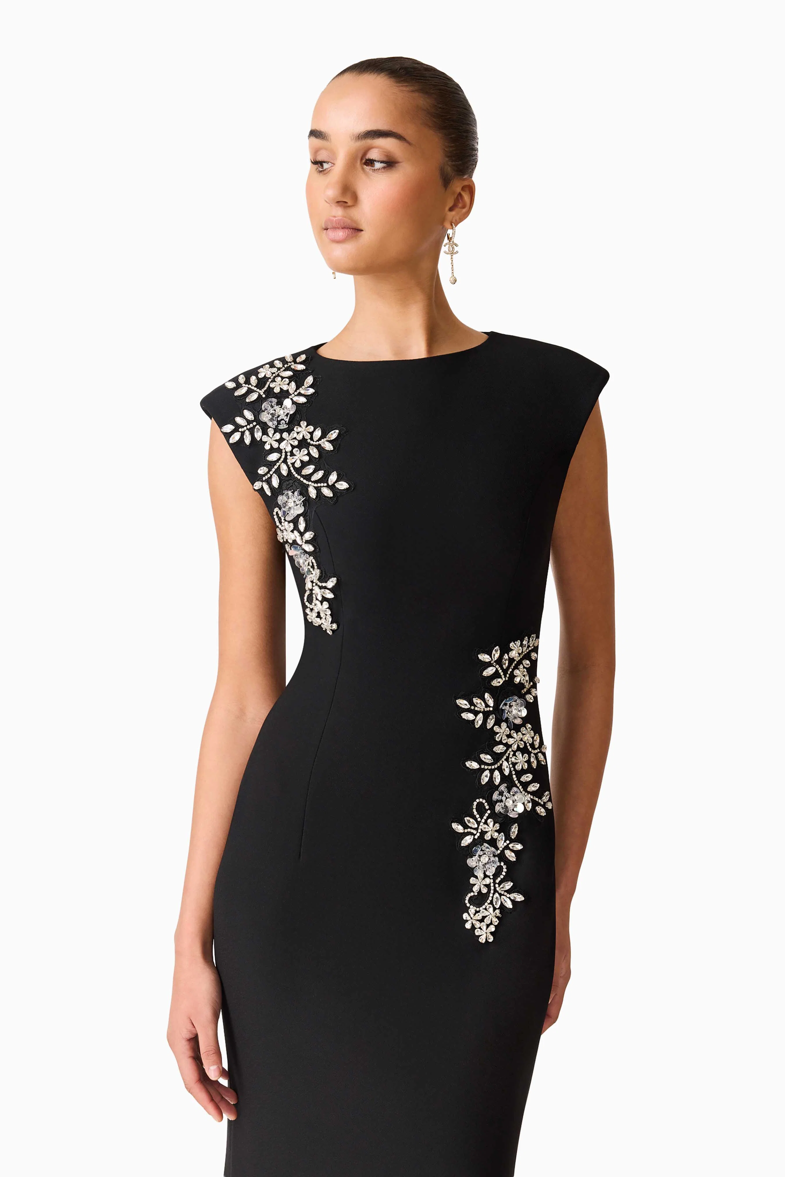 Veda Embellished Gown in Black