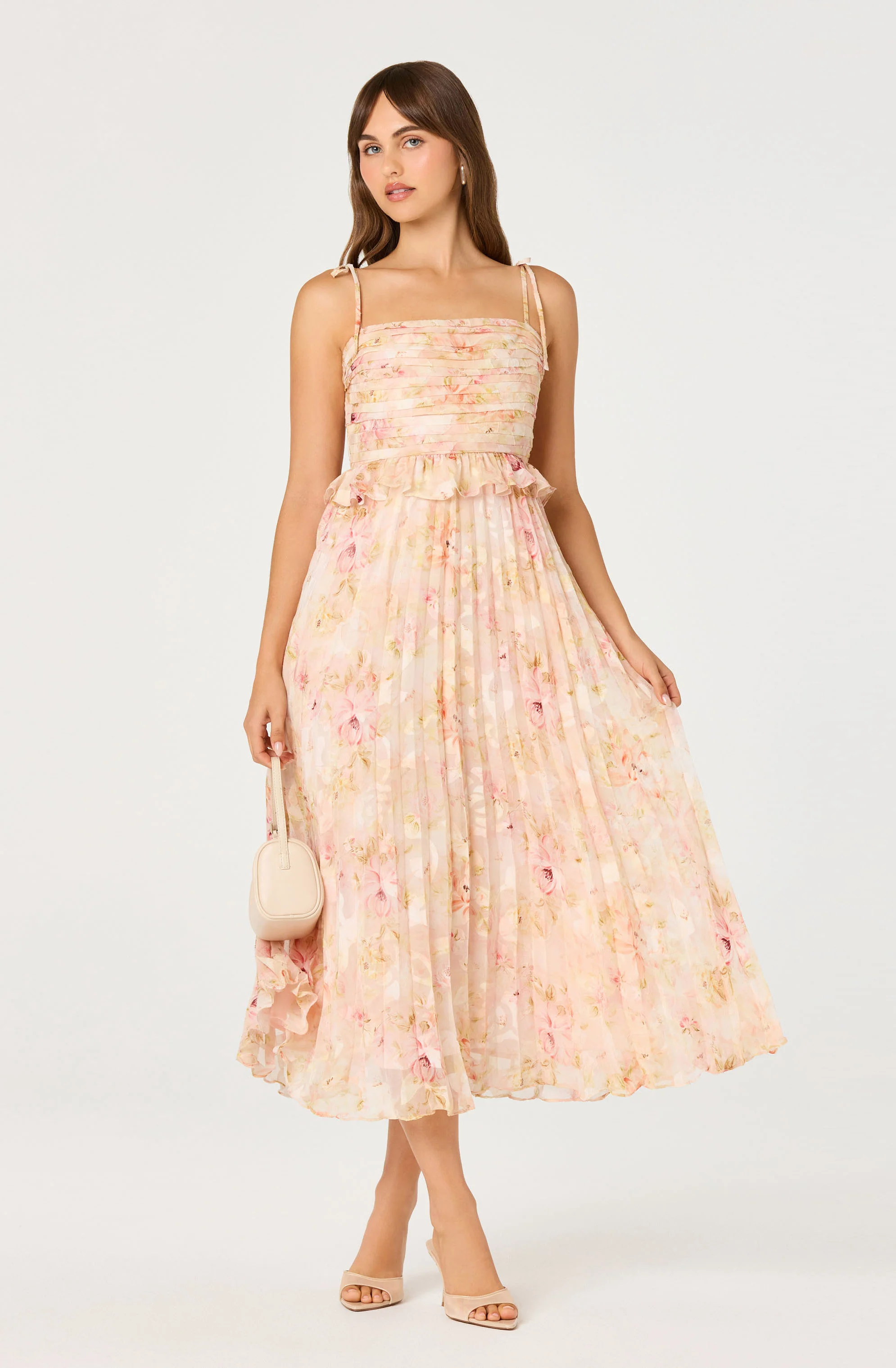Emerys Pleated Floral Midi Dress