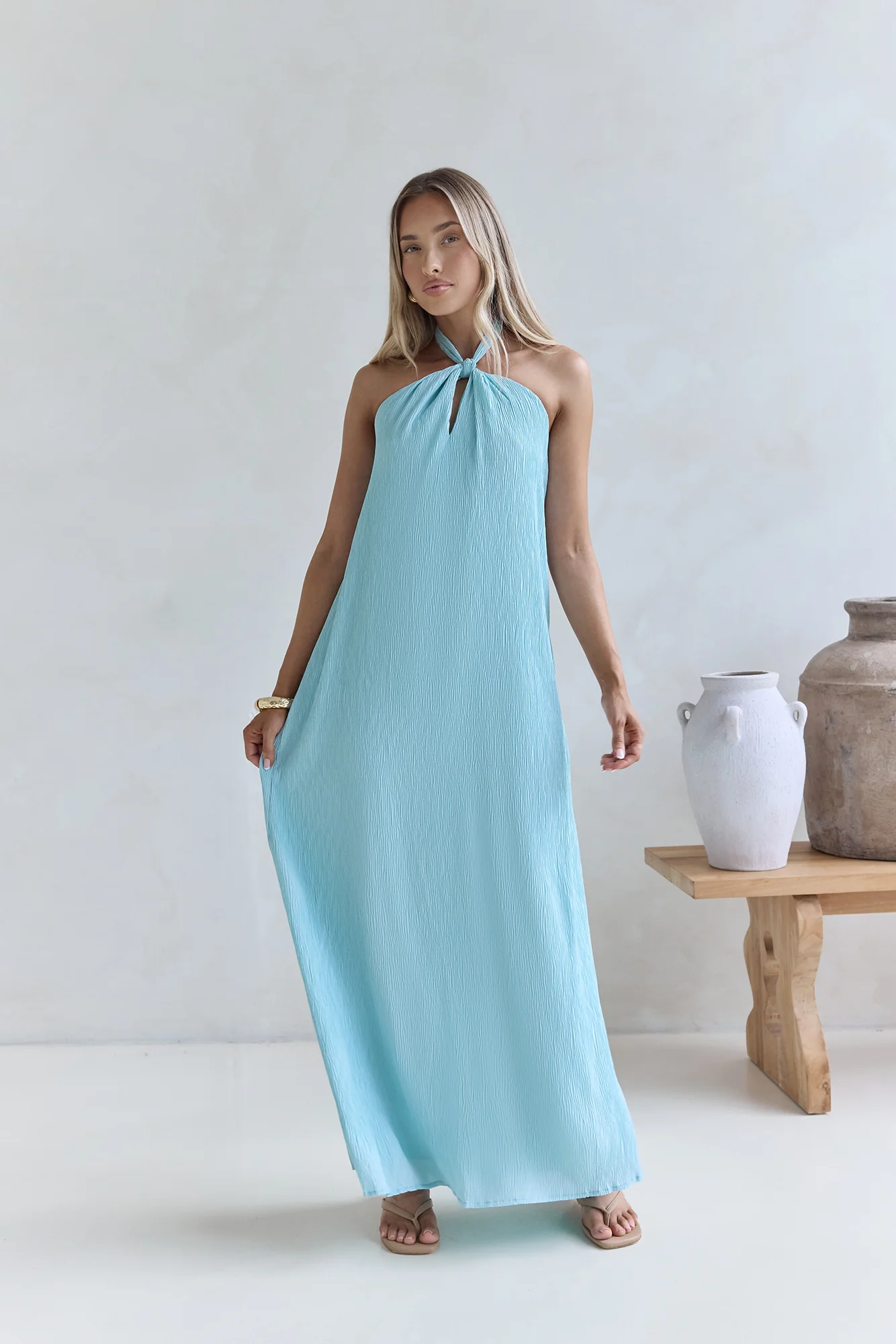 Isle Of Chic Halter Maxi Dress Aqua
