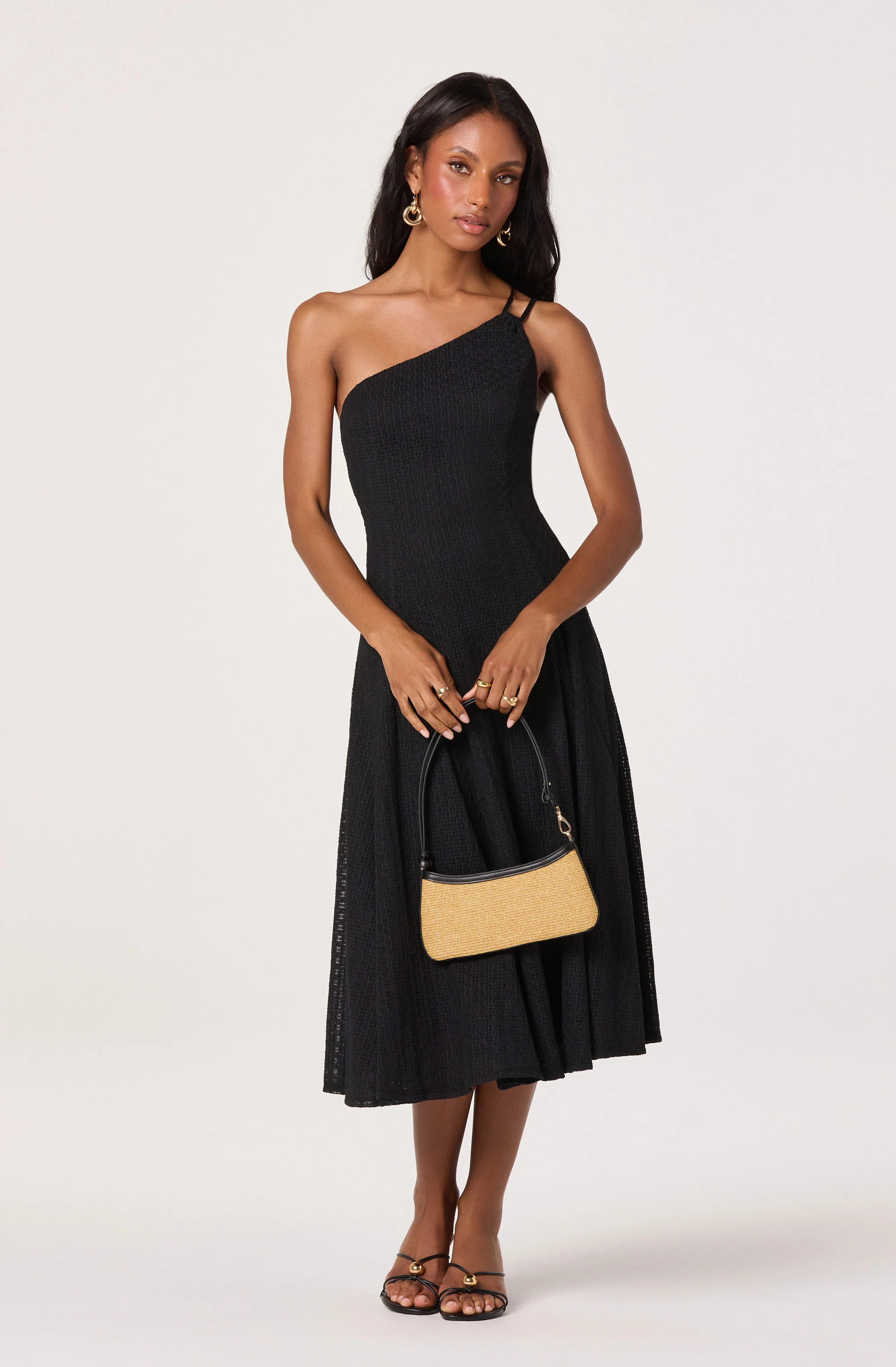 Nola One-Shoulder Knit Midi Dress