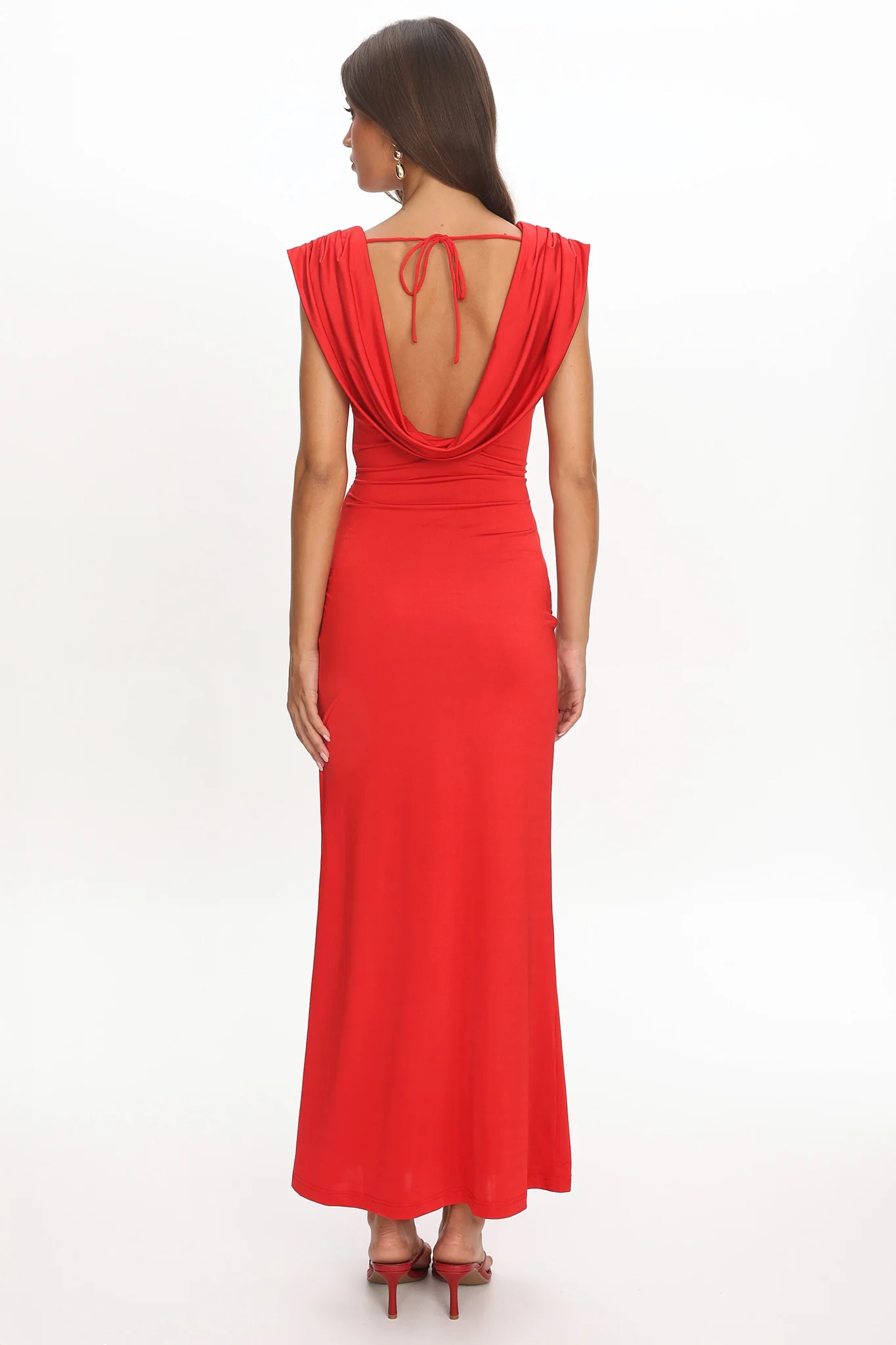 Fermi Draped Shoulder Maxi Dress Red - luluinthesky
