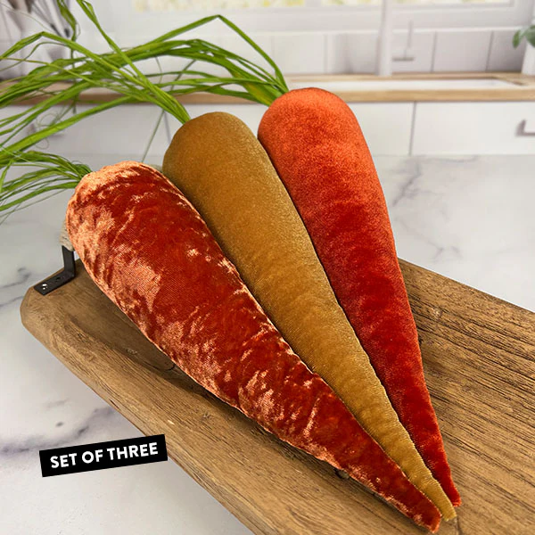 Large Velvet Carrots, Set of 3
