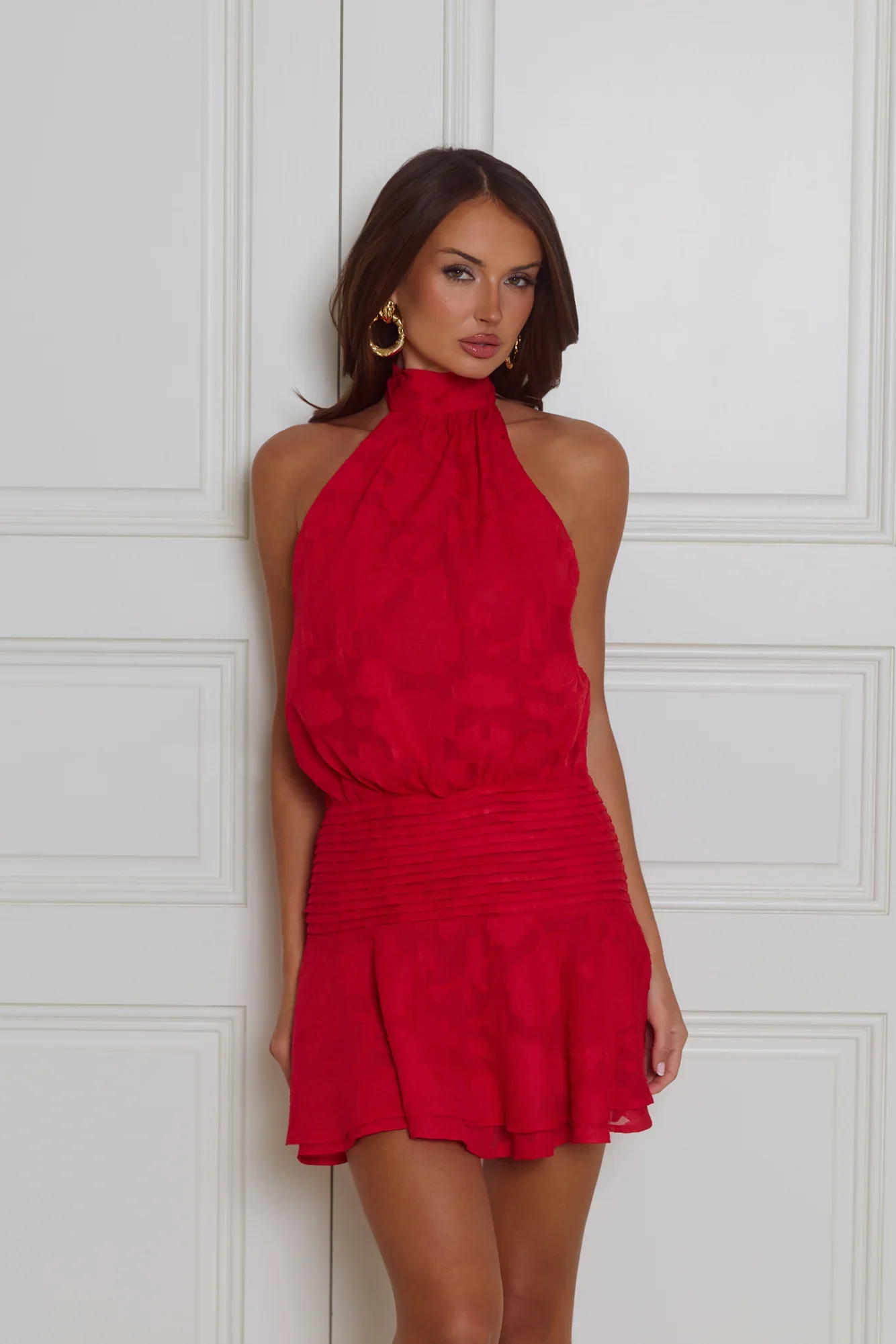 Flaunt It Gorgeous Halter Mini Dress Red
