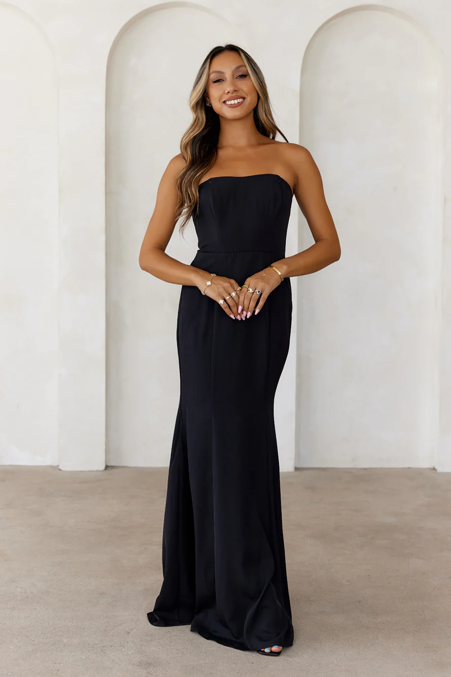 Desire Night Strapless Maxi Dress Black