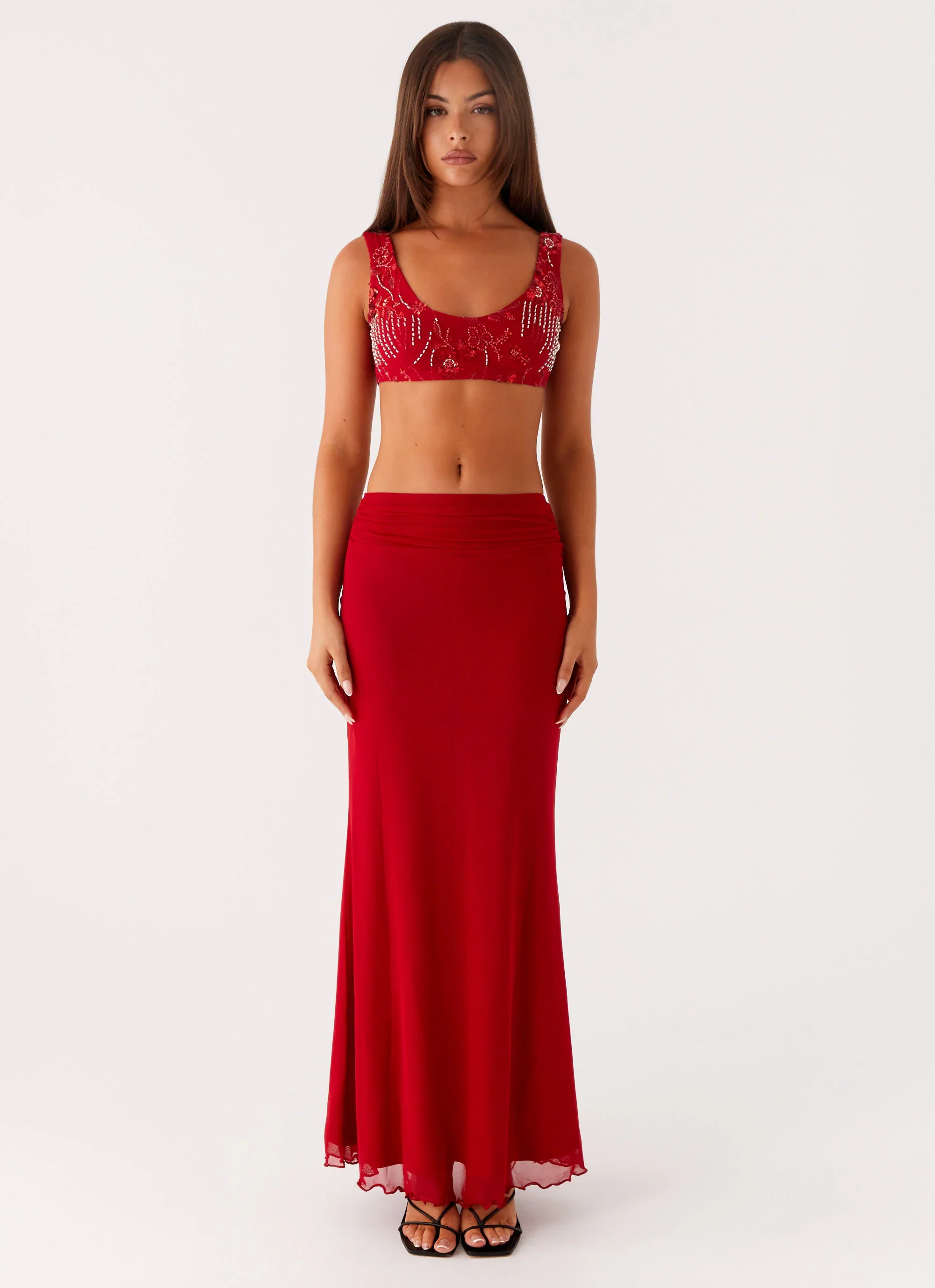 Mercer Sequin Bralette - Red