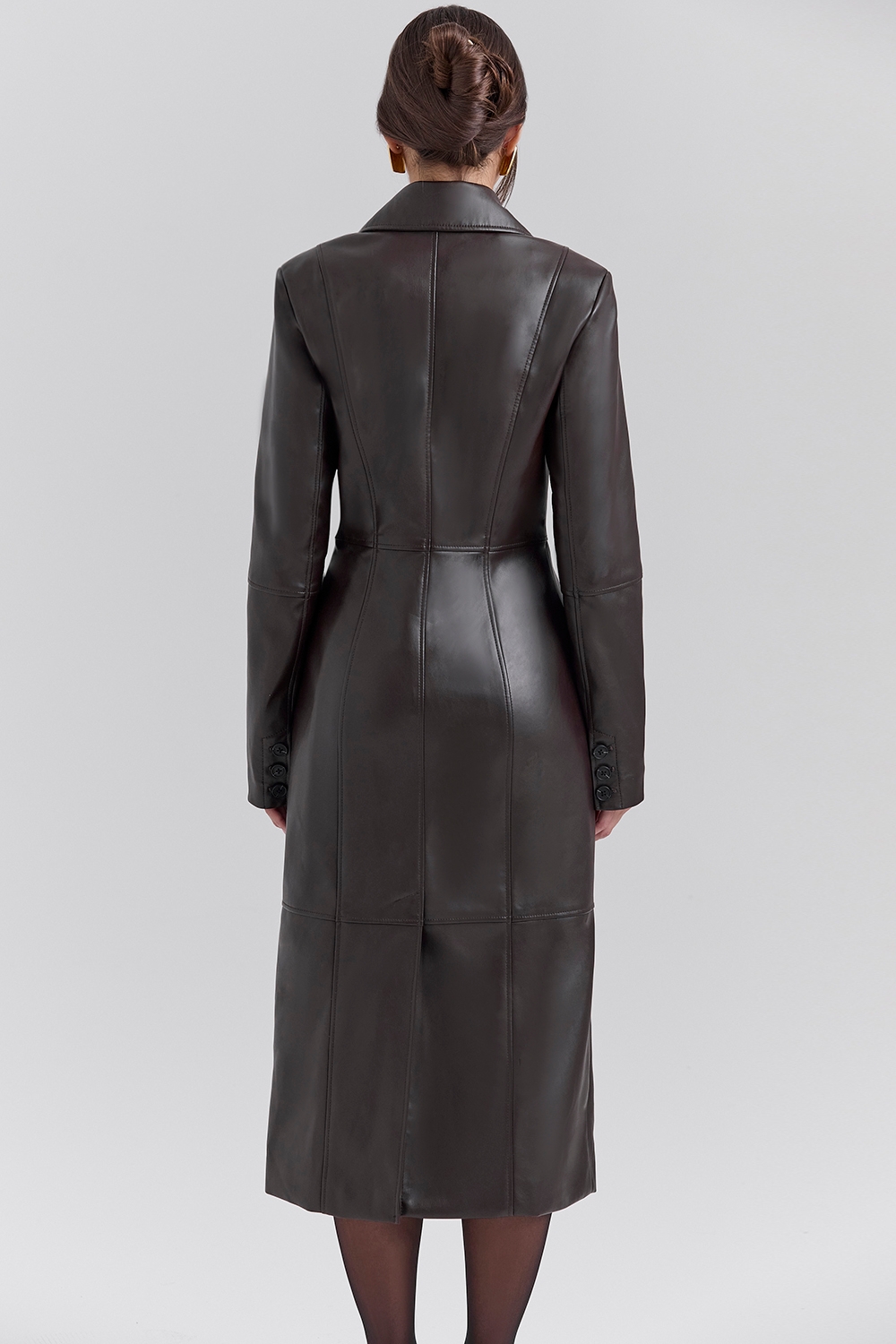 Brown Faux Fur Trimmed Vegan Leather Coat