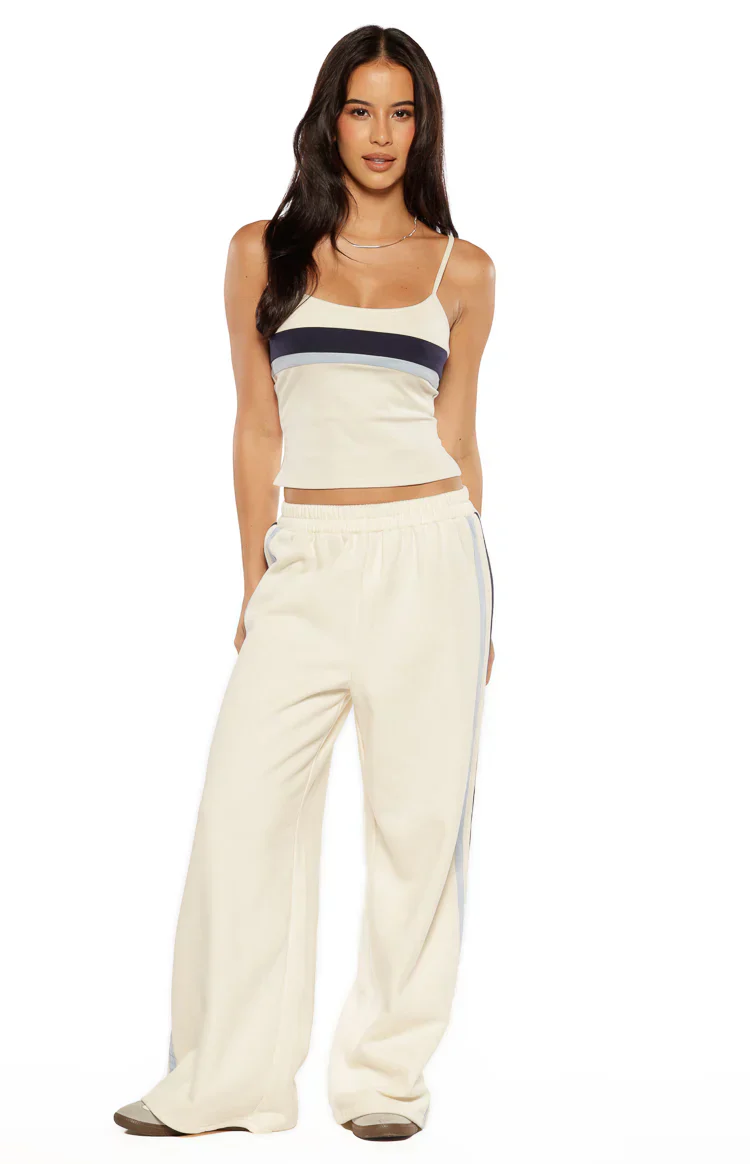 Leya White Contrast Stripe Pants - luluinthesky