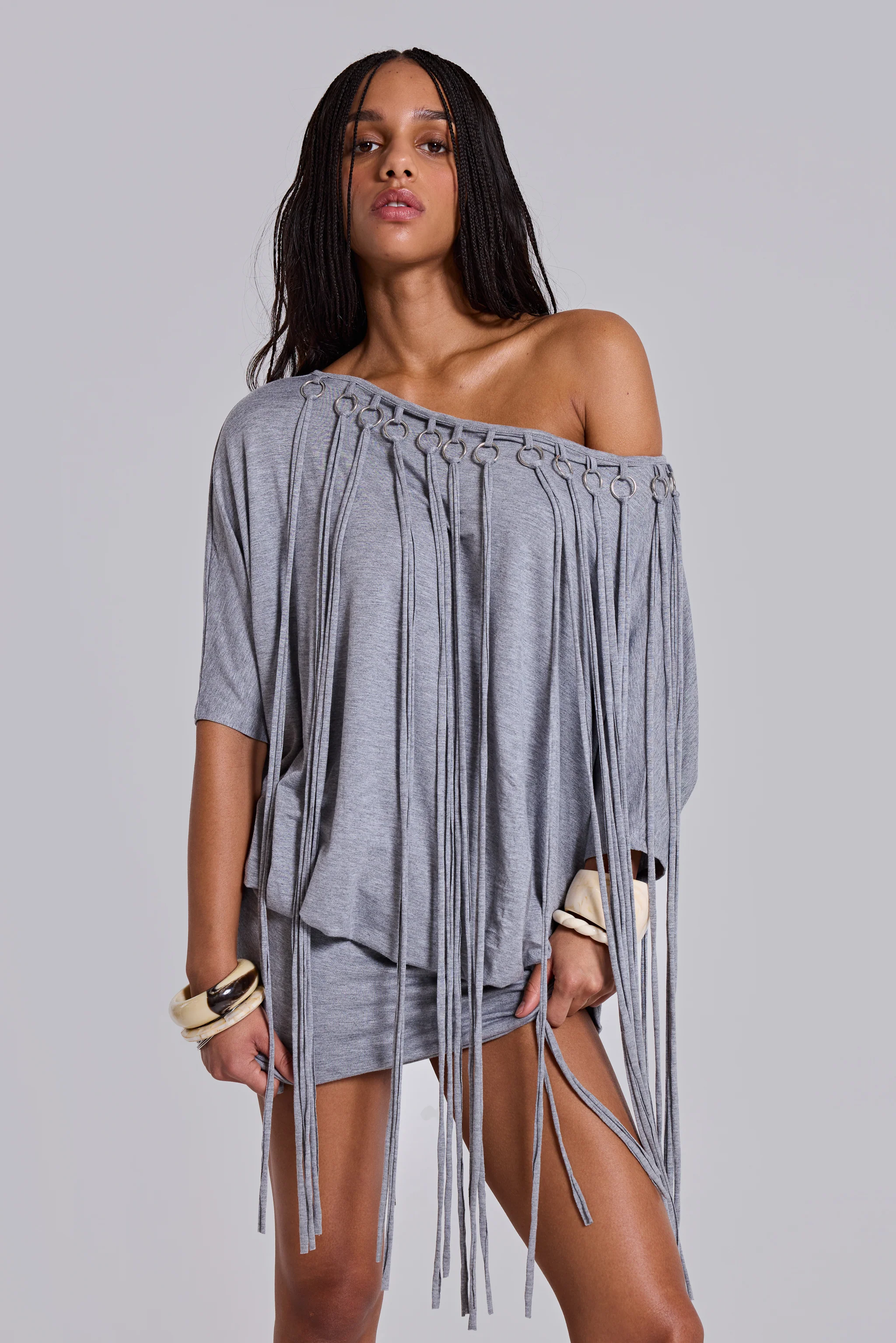 Ophidian Fringe Jersey Mini Dress