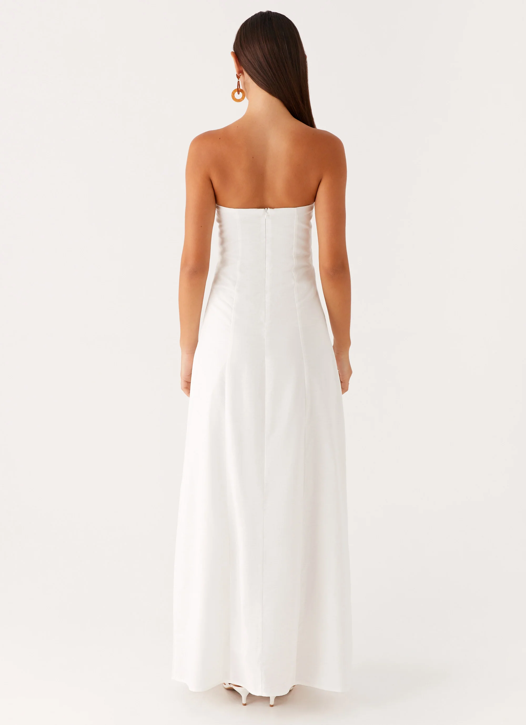 Tayla Linen Maxi Dress - White - luluinthesky