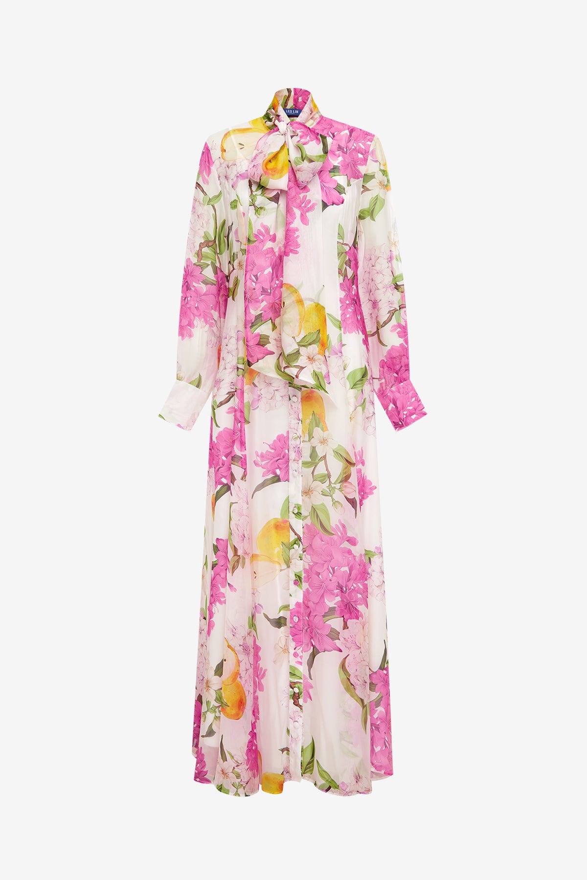 Lilith Tie Neck Maxi Dress - Floral Pear Print
