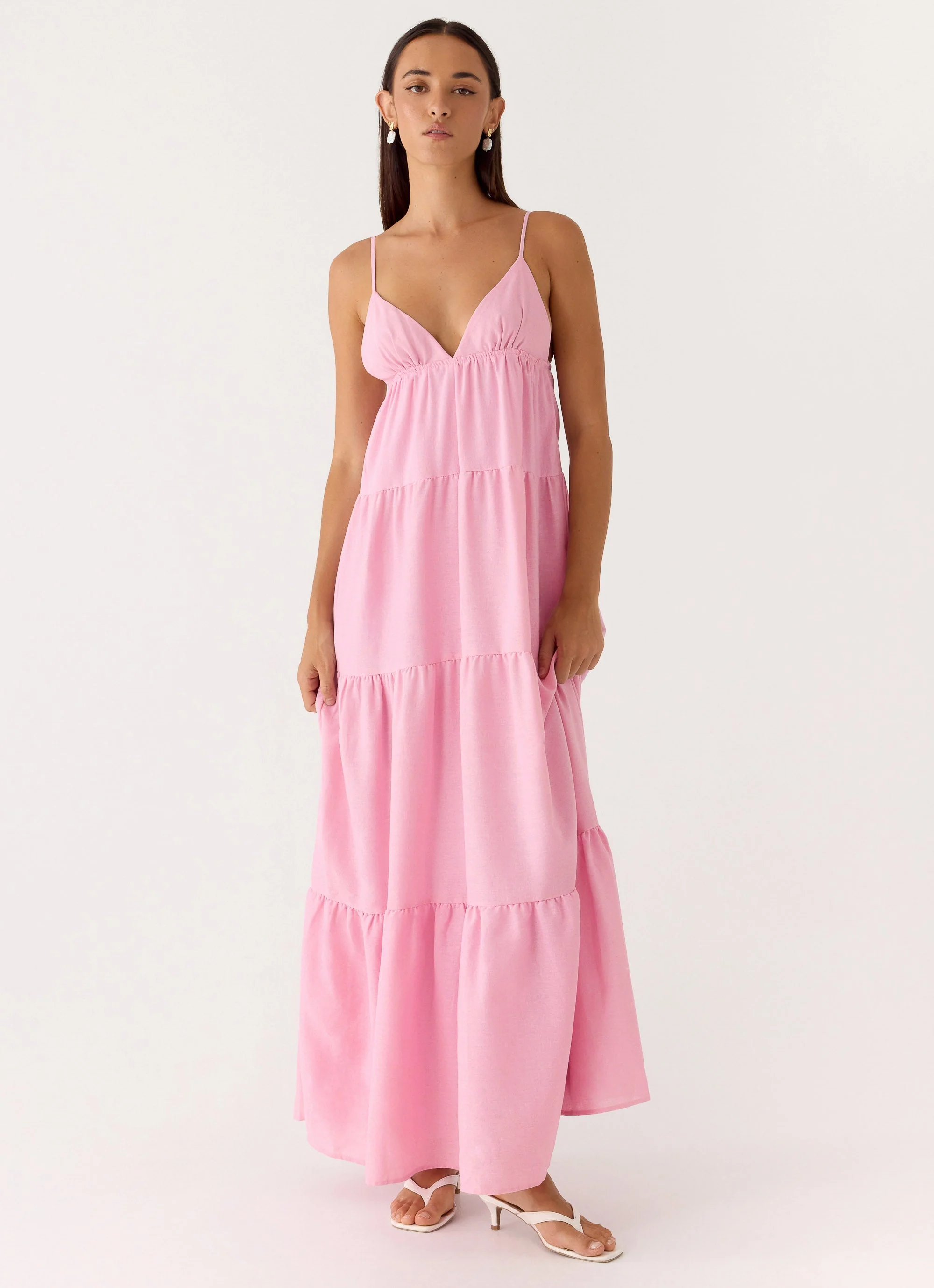 Lotty Linen Maxi Dress - Pink