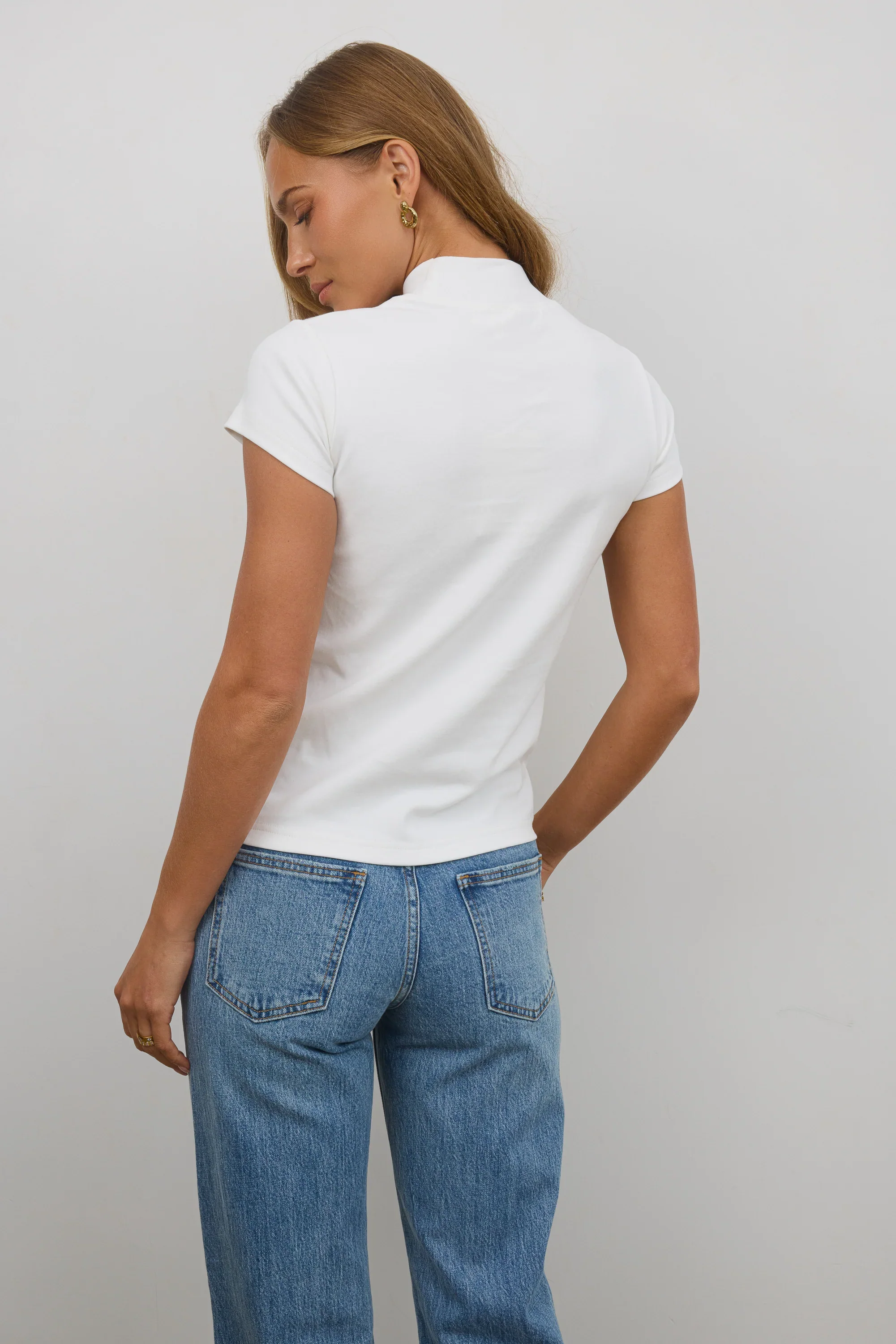Marley Mock Neck Tee in White