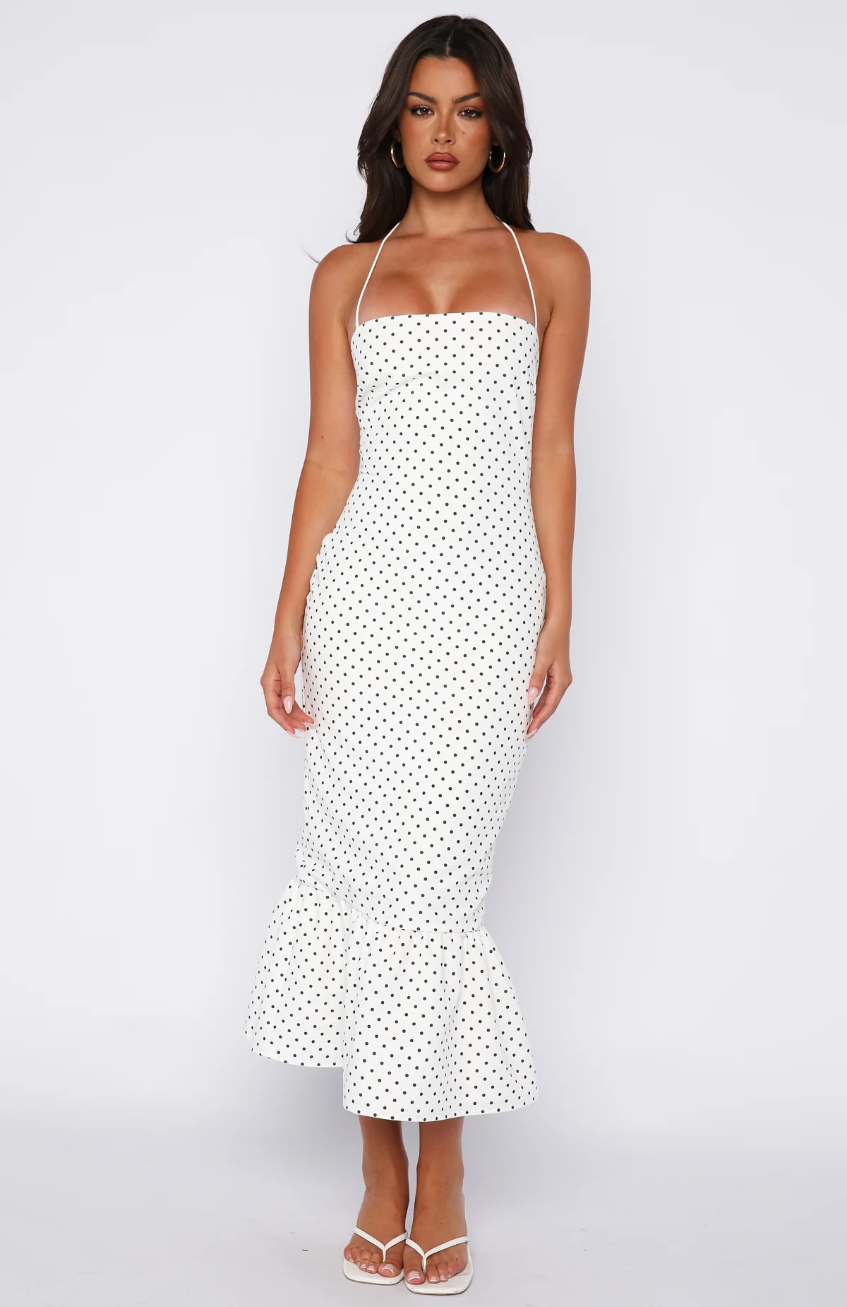 Shockwaves Midi Dress White/Black Polka Dot