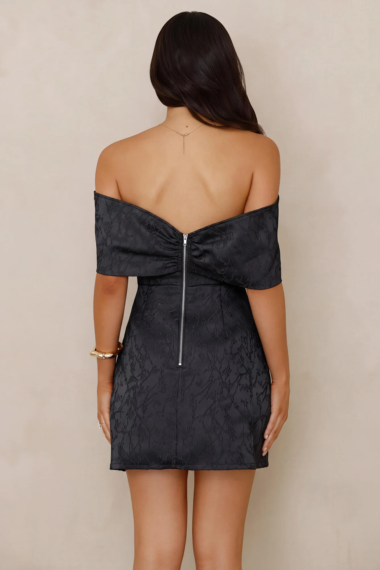 Slaying Softly Off Shoulder Mini Dress Black
